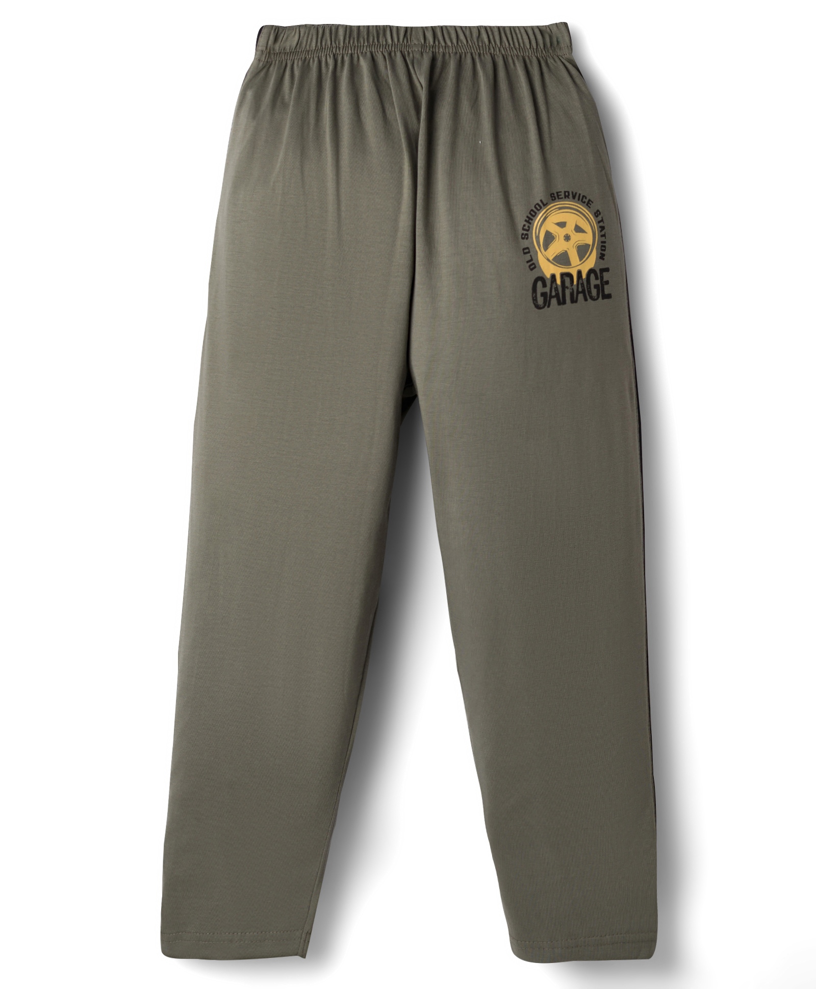 Taeko Single Jersey Knit Lounge Pant With Text Print - Olive Green-picture-12