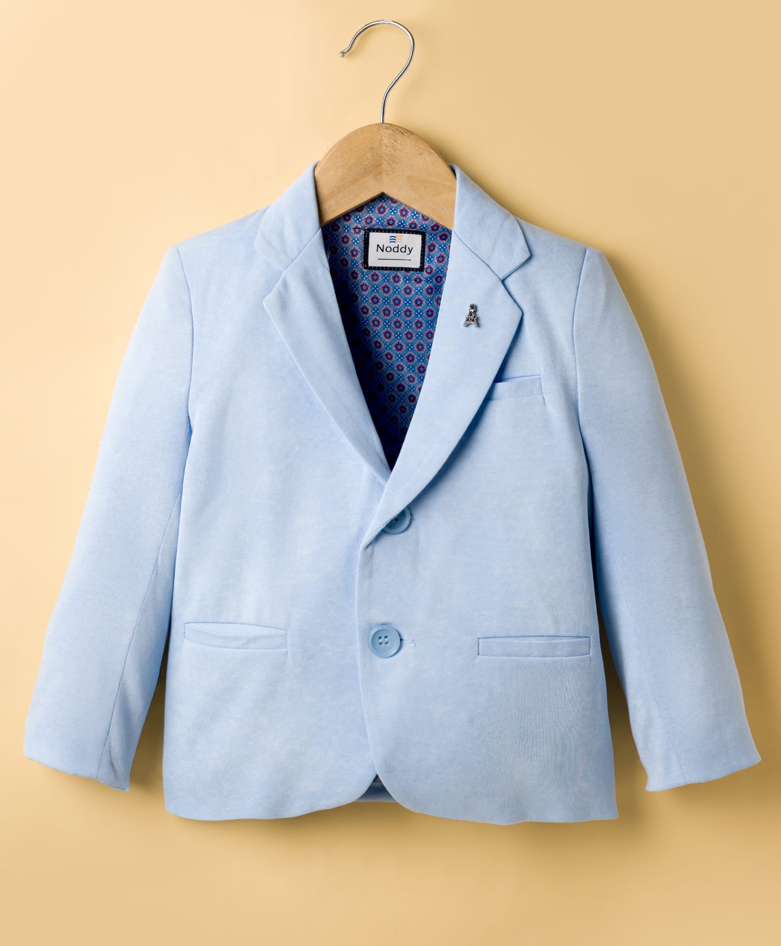 Noddy Full Sleeves Brooch Detailed Blazer - Light Blue-image-17