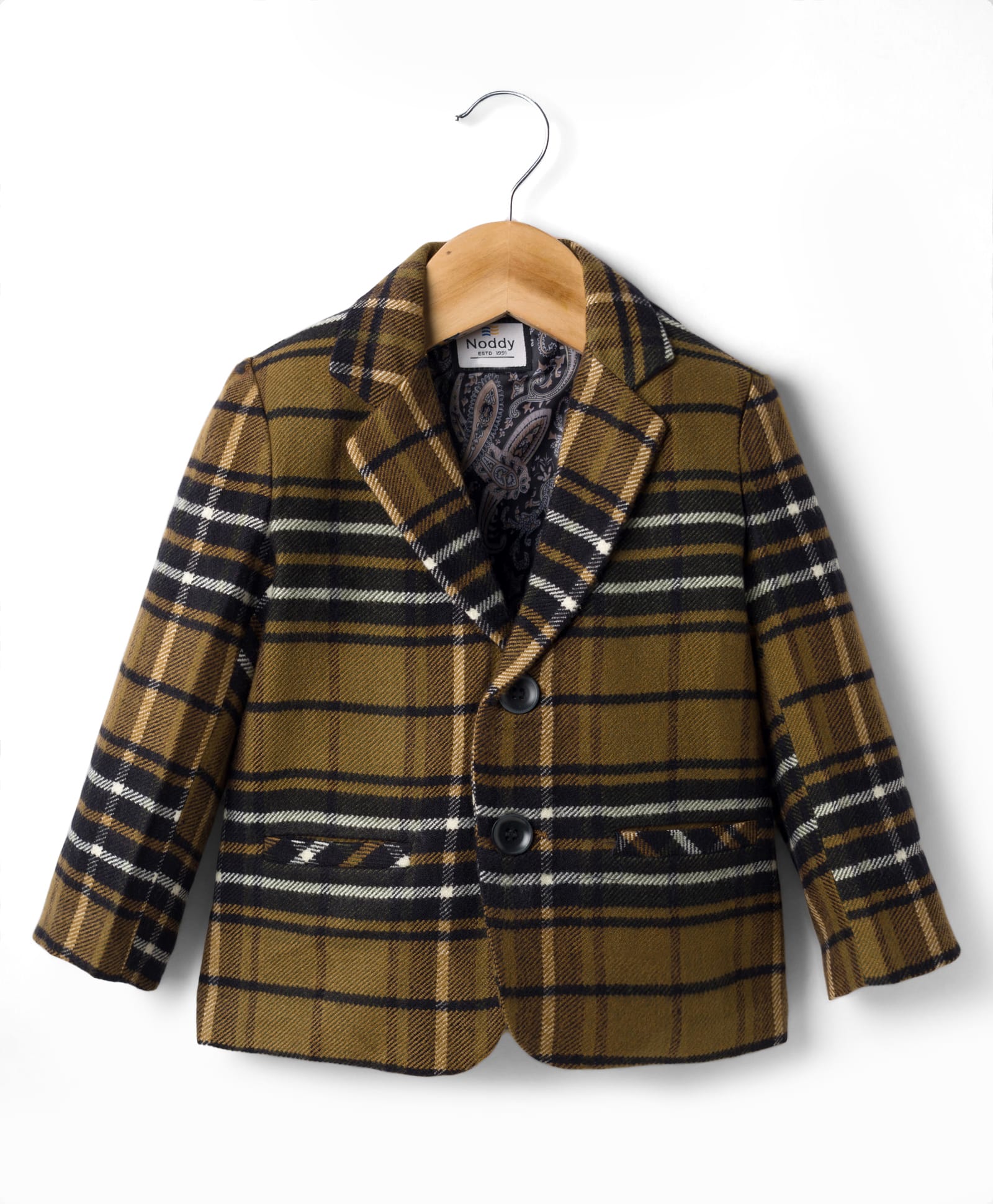 Noddy Full Sleeves Checked Blazer - Brown-picture-10
