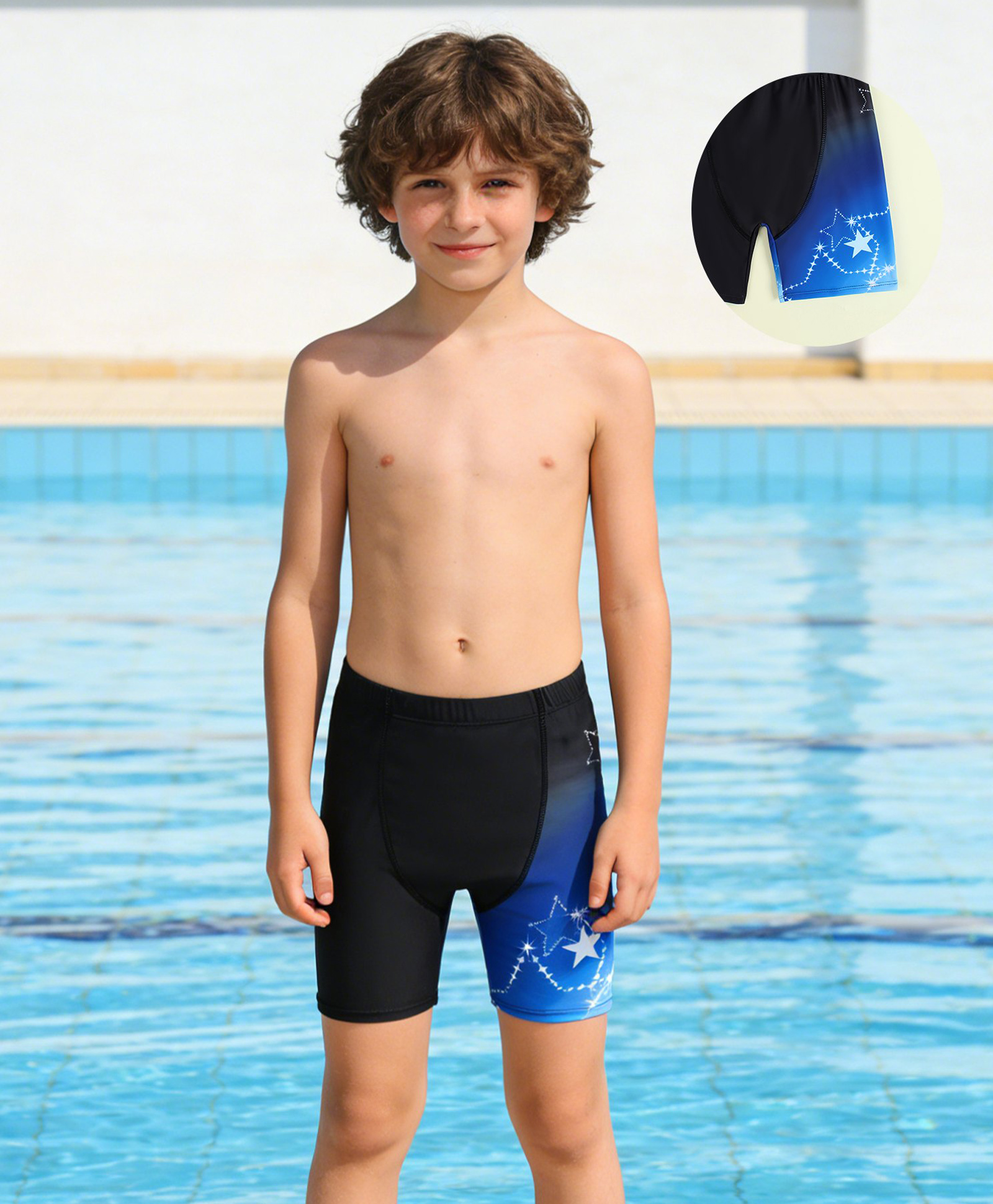 Pine Active Swimming Trunk with Star Print- Black-picture-3