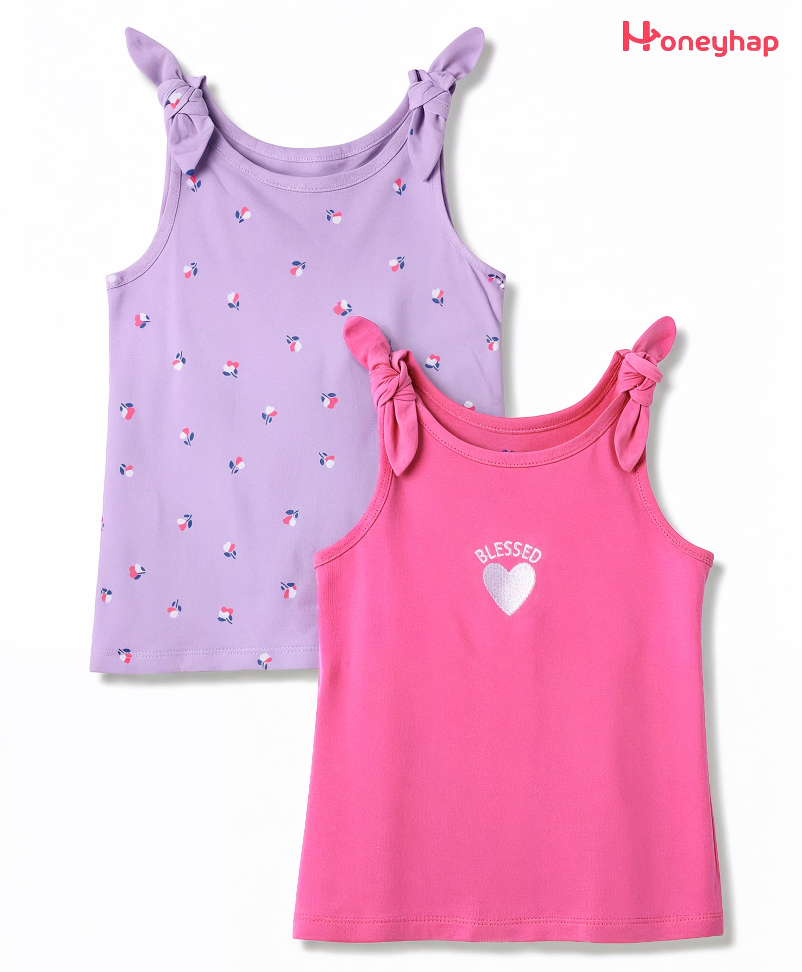 Honeyhap Premium Cotton Knit Tops Sleeveless with Tie-Up Shoulders with Bio Finish Pack of 2 Purple Healther & Carmine Rose-picture-25
