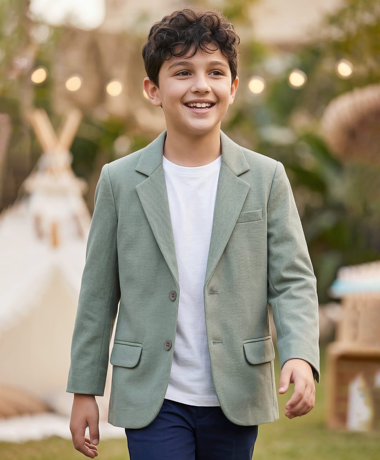 Pine Kids Knit Full Sleeves Solid Blazer - Olive Green-image-48