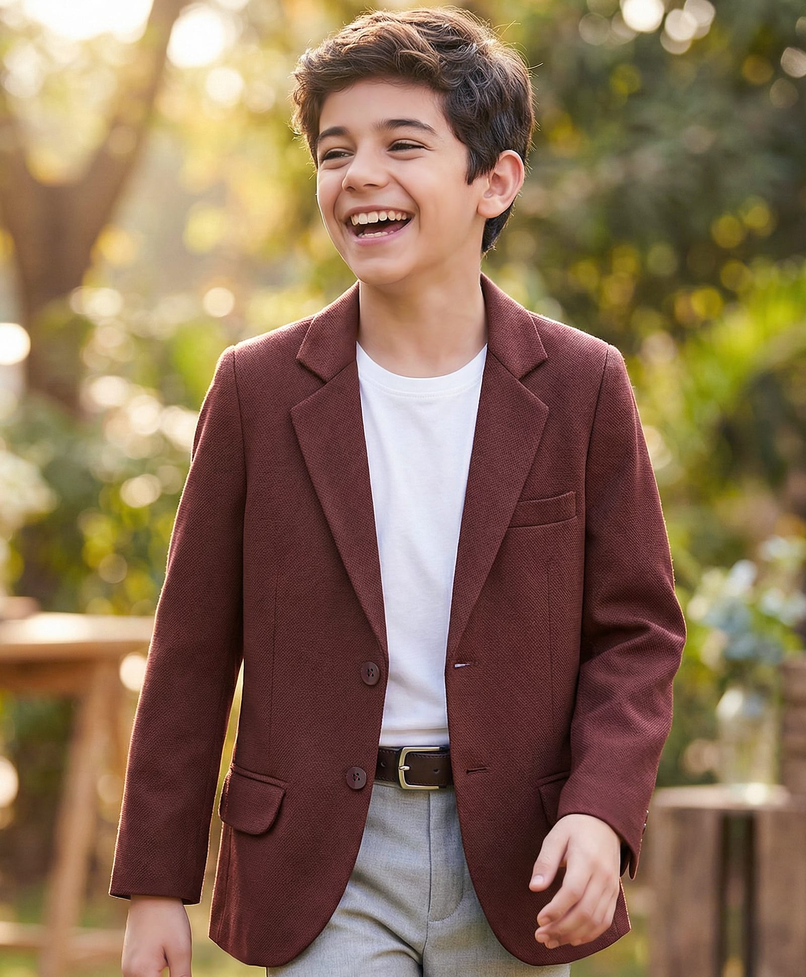 Pine Kids Knit Full Sleeves Solid Blazer - Brown-picture-17