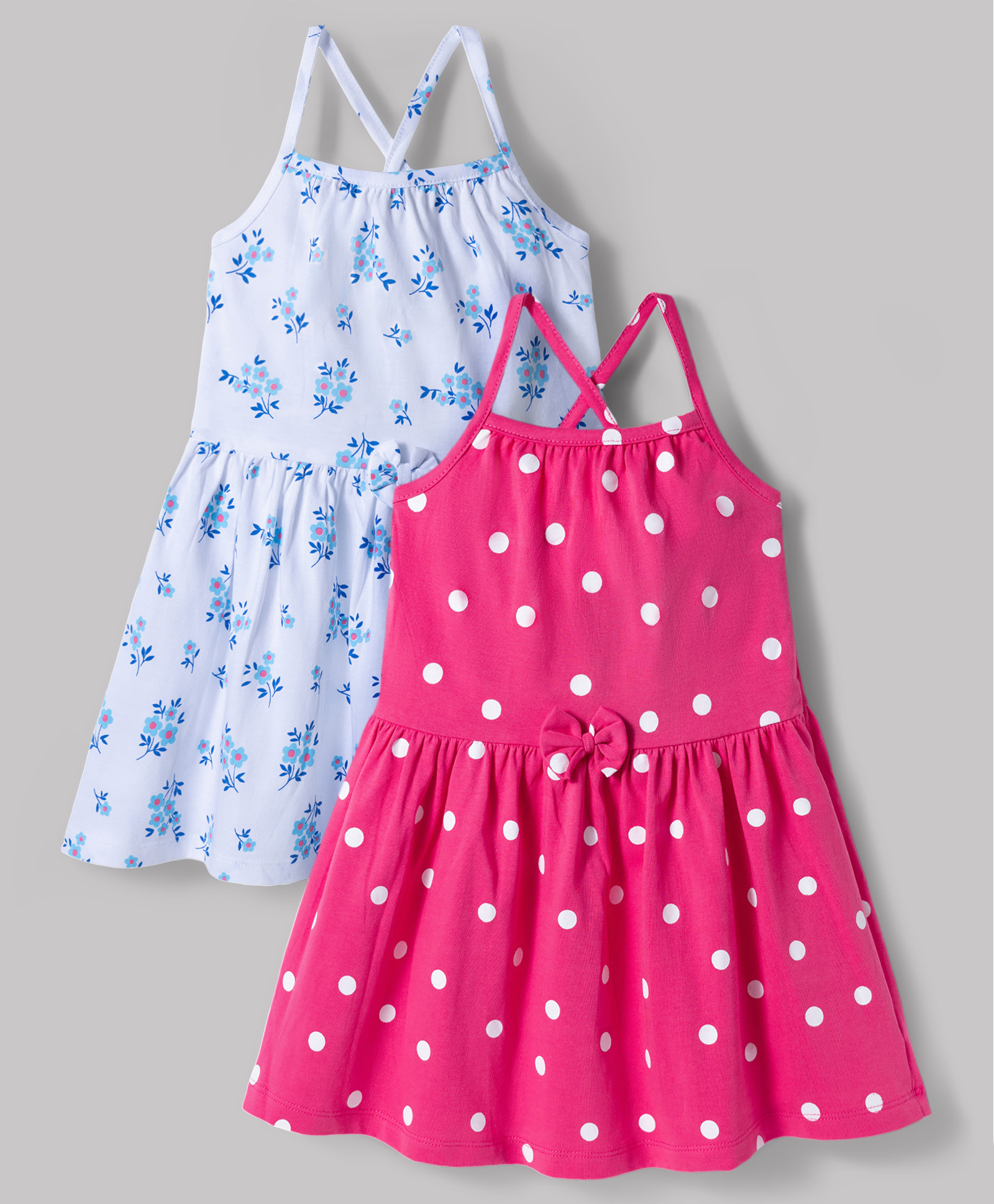Doodle Poodle Cotton Knit Sleeveless Printed Frocks Fuchsia 12-18 Months Pack of 2-picture-49