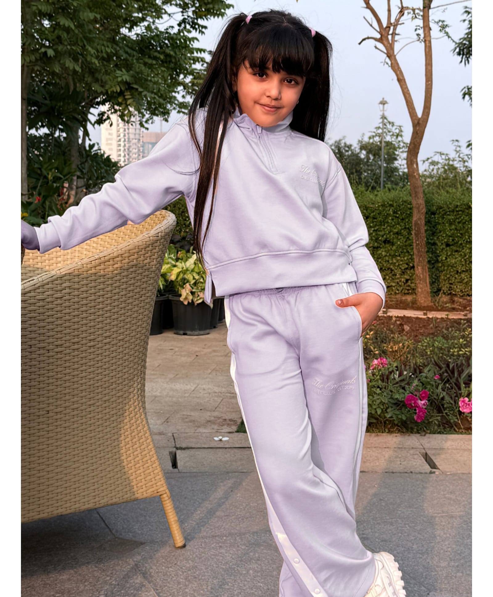 Nap Chief Modal Blend Knit Full Sleeves The Originals Text Printed Winter Sweatshirt & Joggers Set - Lavender-picture-10