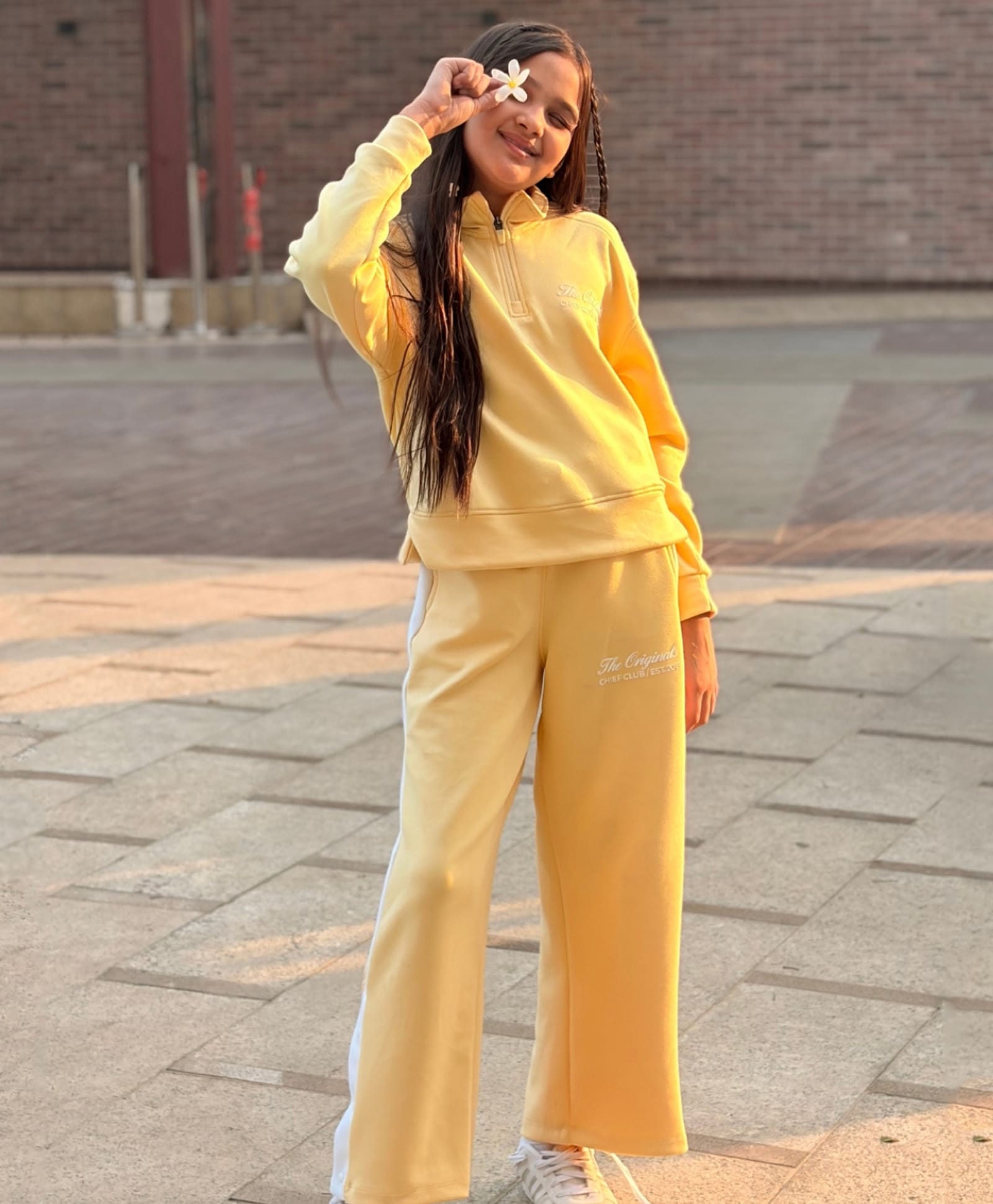 Nap Chief Knit Full Sleeves The Originals Text Printed Winter Sweatshirt & Joggers Set - Yellow-image-49