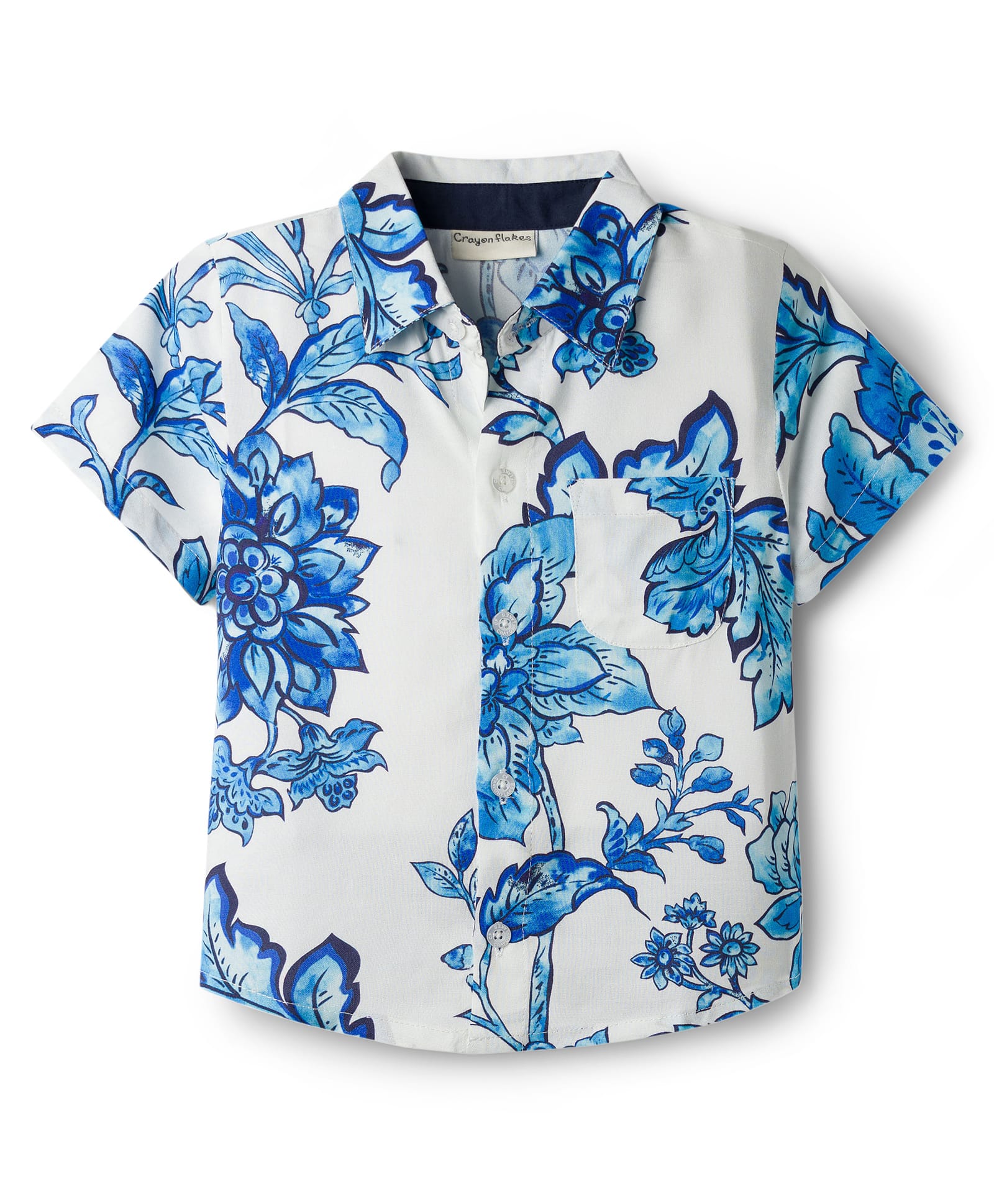 CrayonFlakes Rayon Woven Half Sleeves Floral Printed Shirt - Off White-image-20
