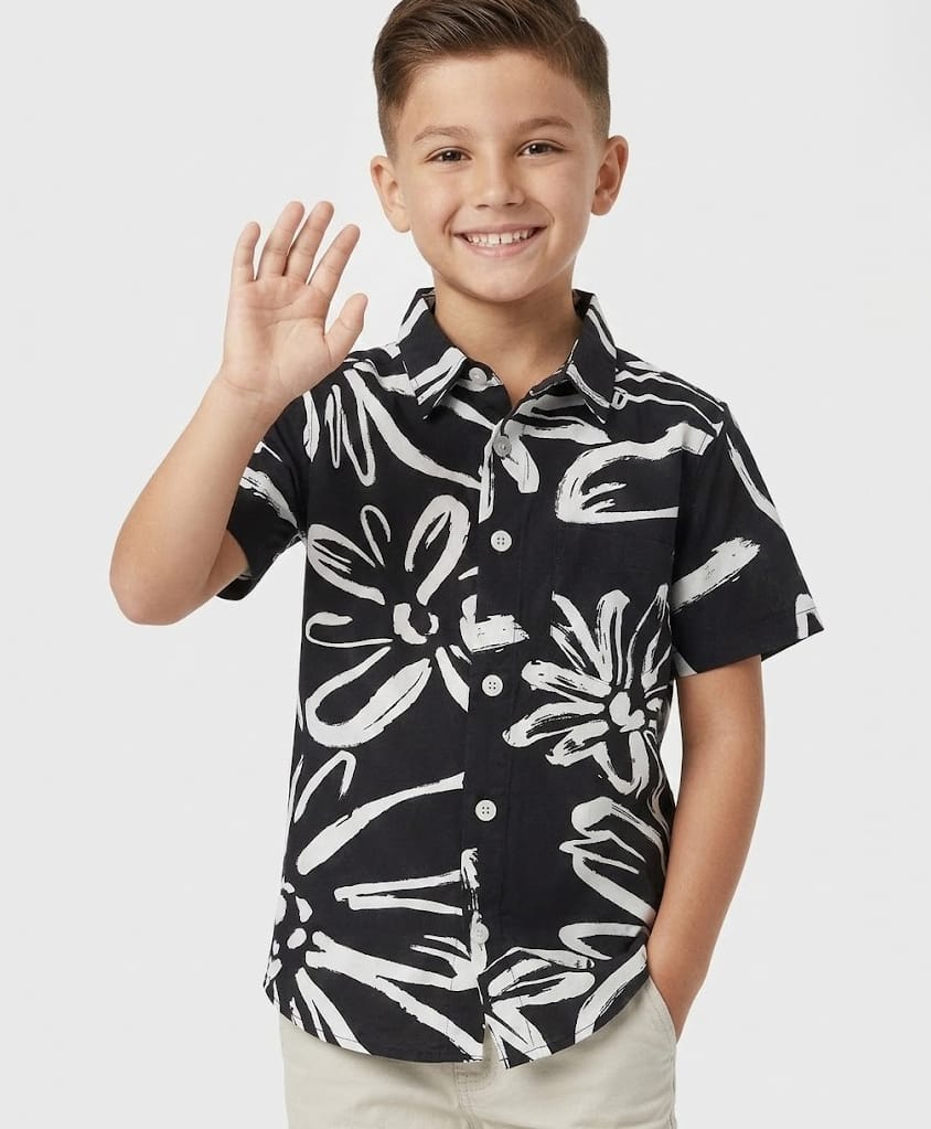 CrayonFlakes Rayon Woven Half Sleeves Floral Printed Shirt - Black-picture-25