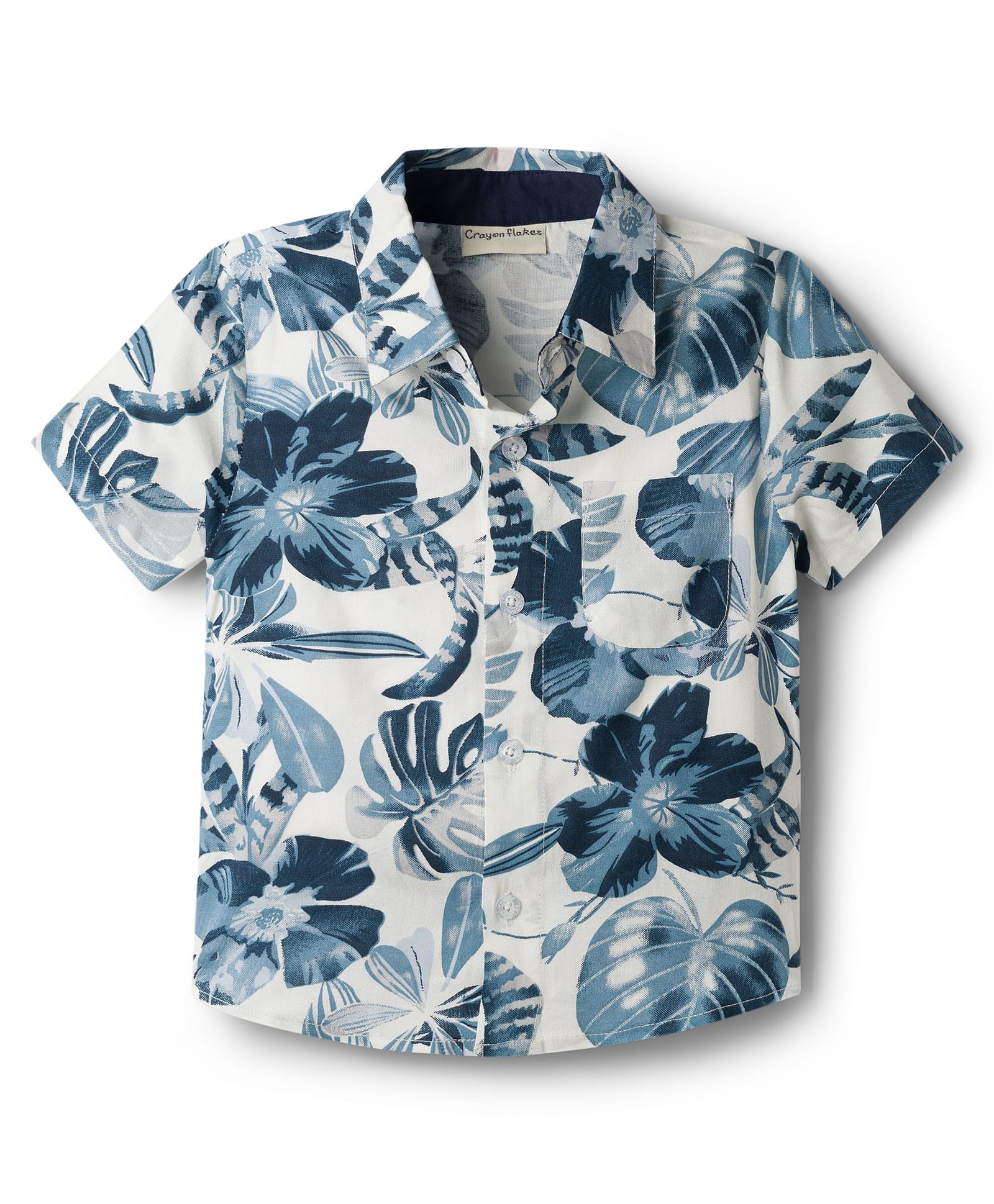 CrayonFlakes Rayon Woven Half Sleeves Floral & Leaves Printed Shirt - Off White-picture-28