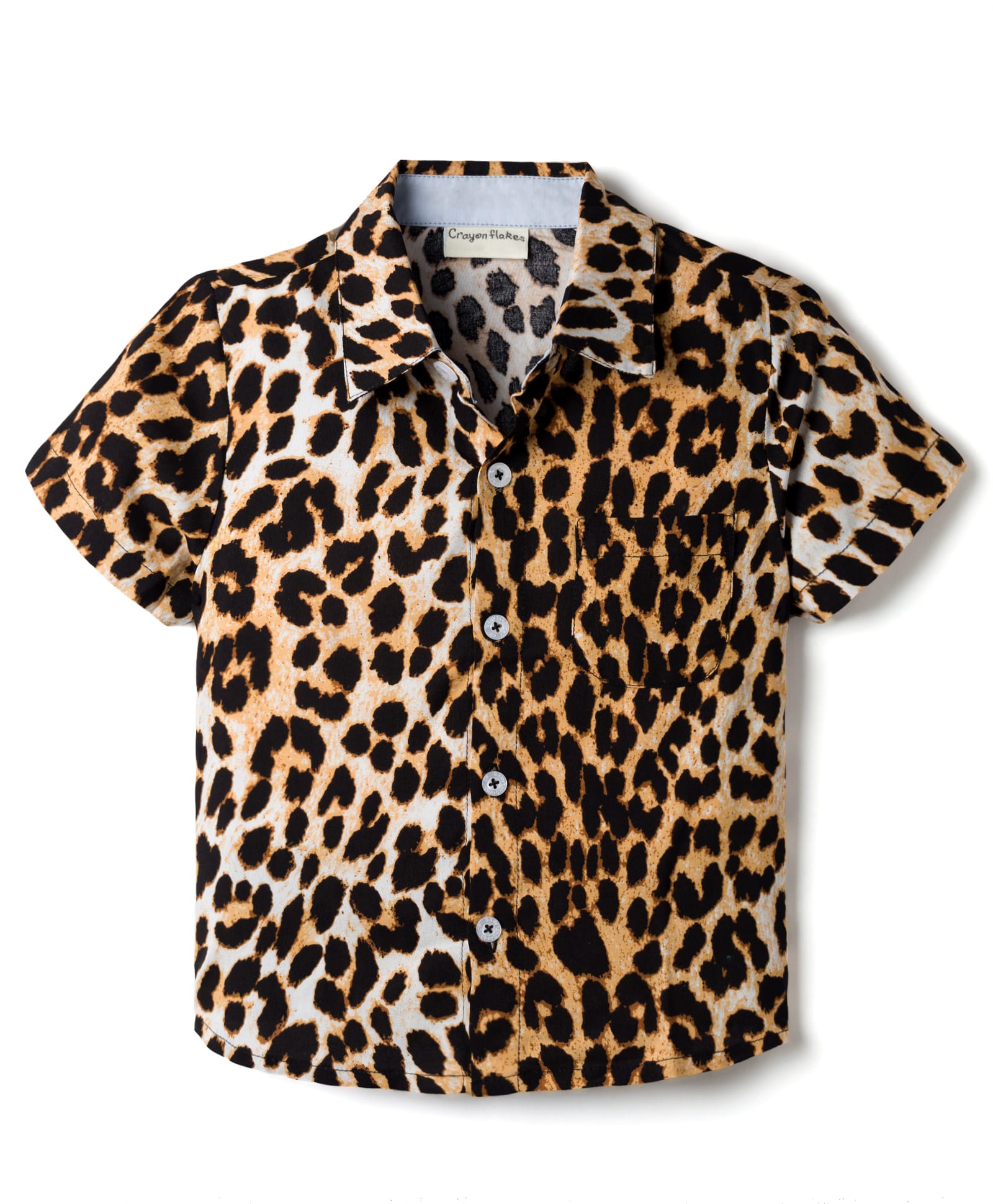 CrayonFlakes Rayon Woven Half Sleeves Leopard Printed Shirt - Brown-image-34