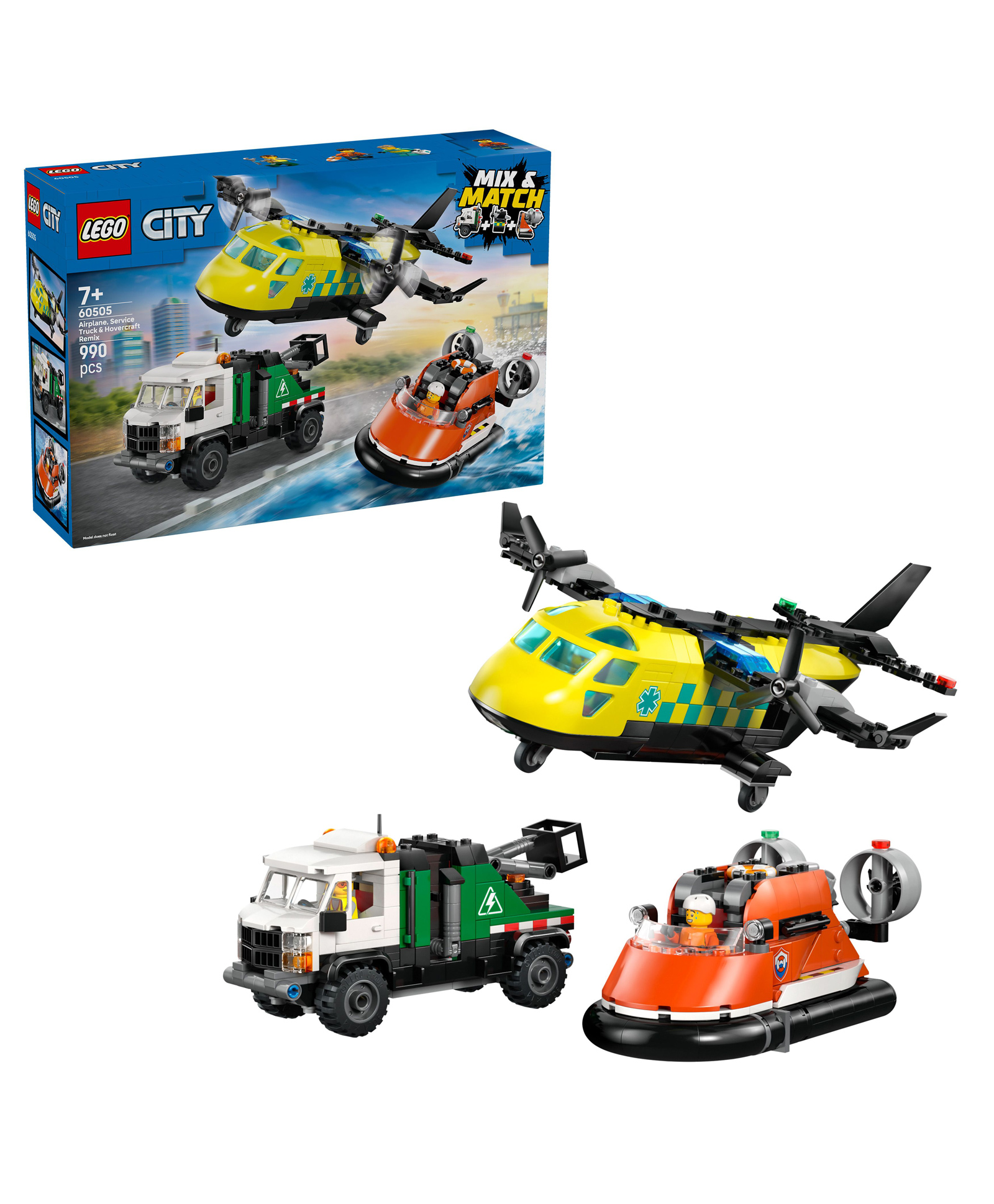 LEGO City Airplane, Service Truck & Hovercraft Remix 990 pieces-60505-image-49
