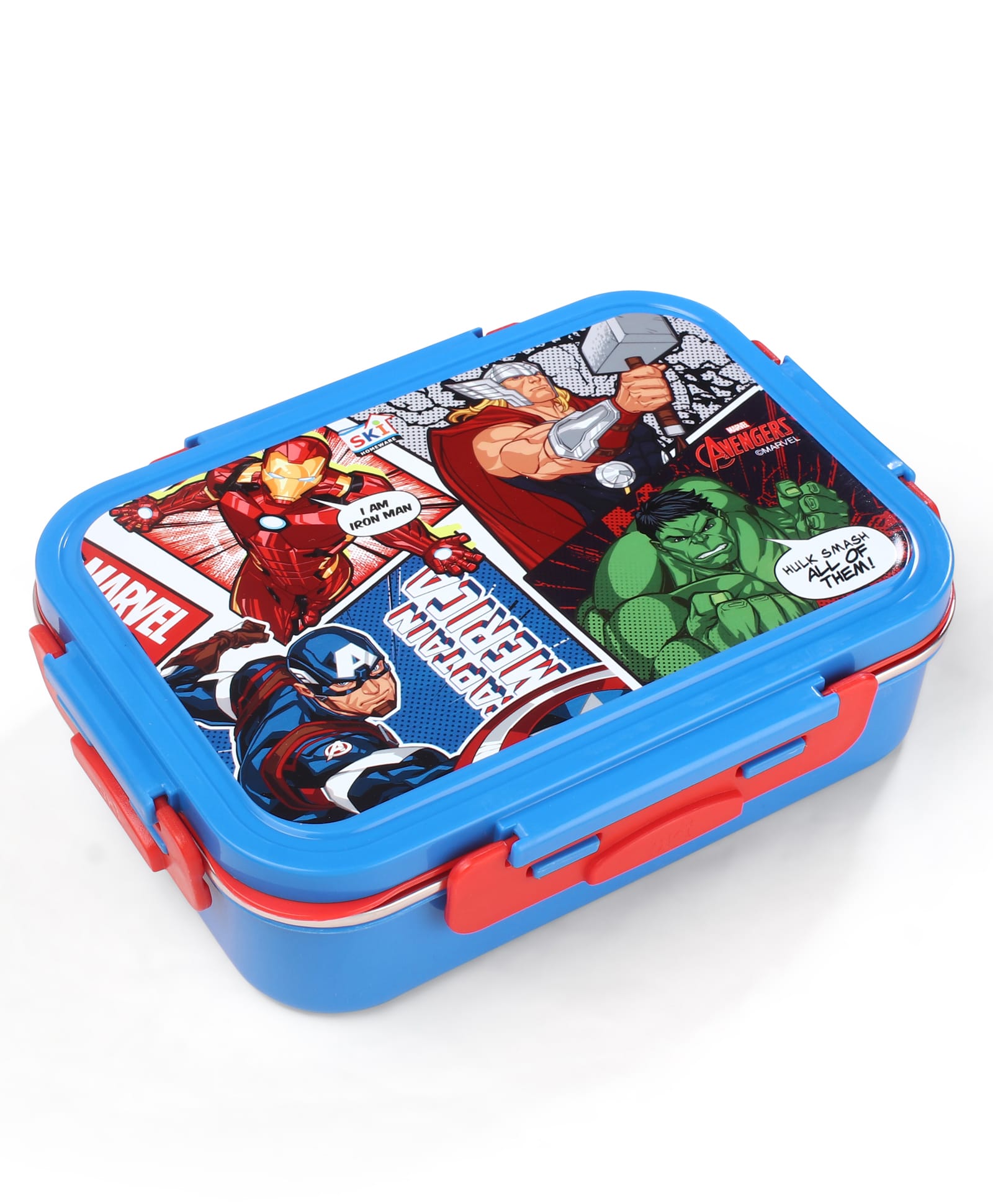 Marvel By SKI 3 Compartment Insulated Stainless Steel Bento Lunch Box With Avengers Print - Blue-image-6