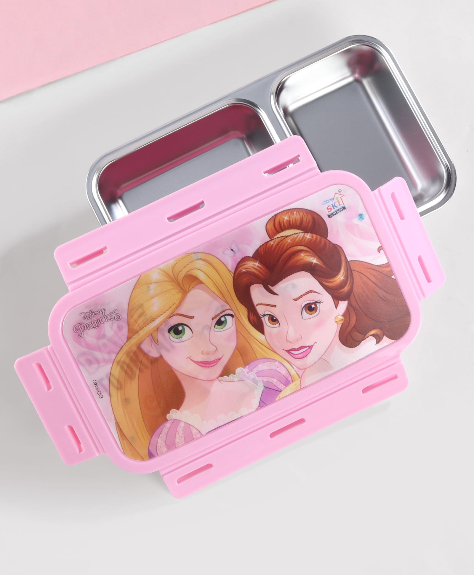 Disney by SKI BURRITO 2 Compartment Stainless Steel Lunch Box with 3D Princess Print - Pink-image-8