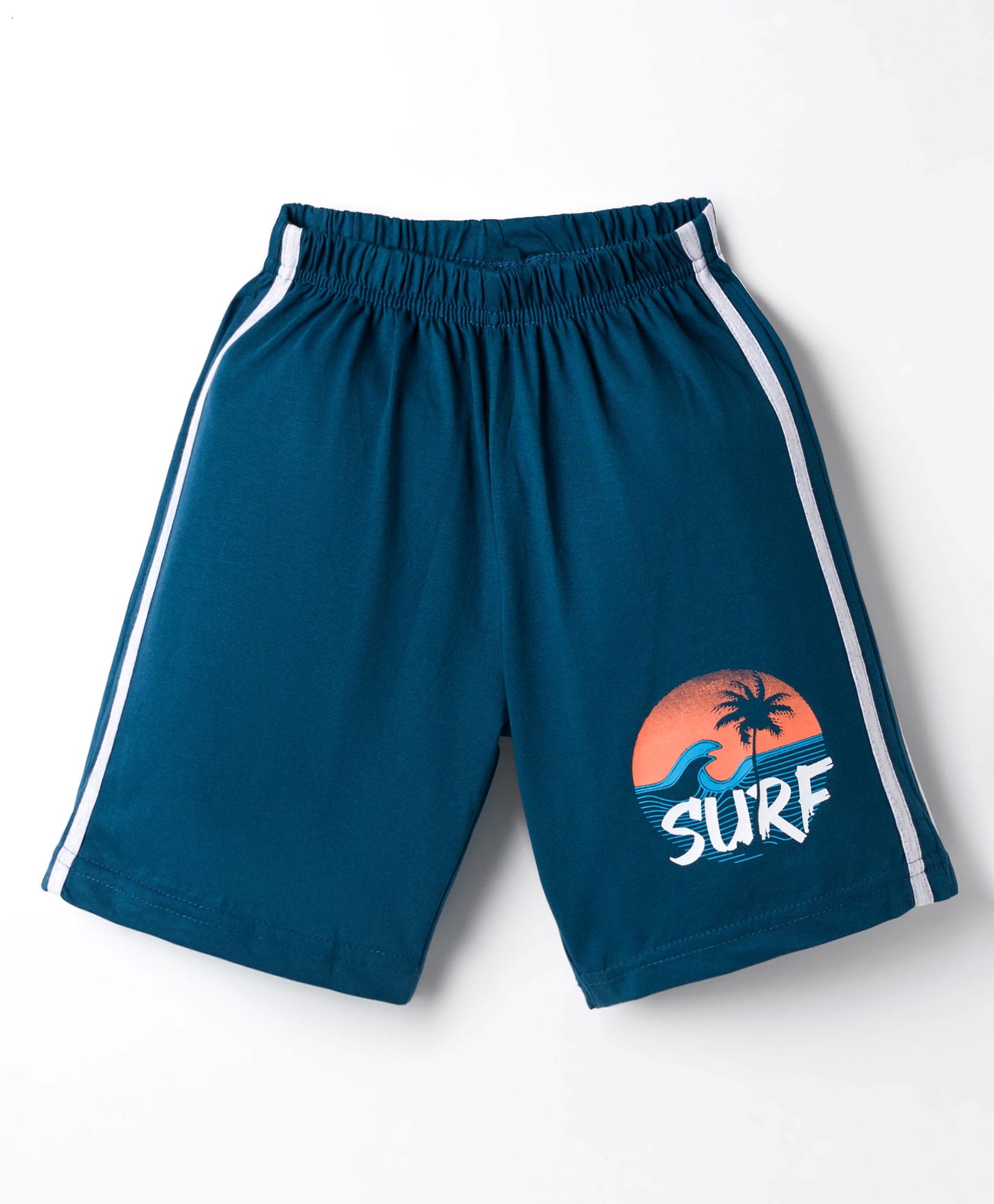 Taeko Single Jersey Knit Knee Length Beach Theme Printed Shorts - Navy Blue-image-27