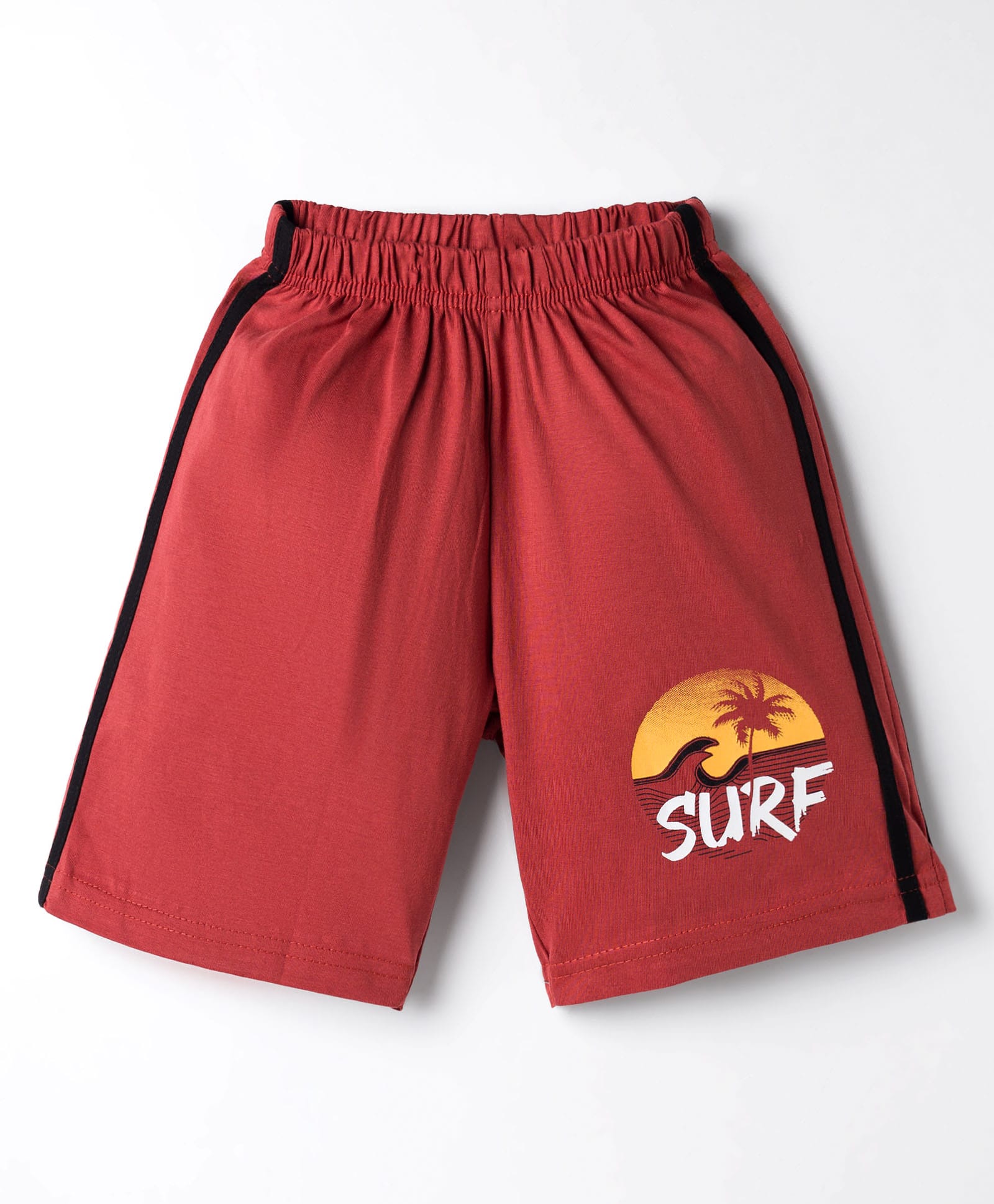 Taeko Single Jersey Knit Knee Length Beach Theme Printed Shorts - Red-picture-10