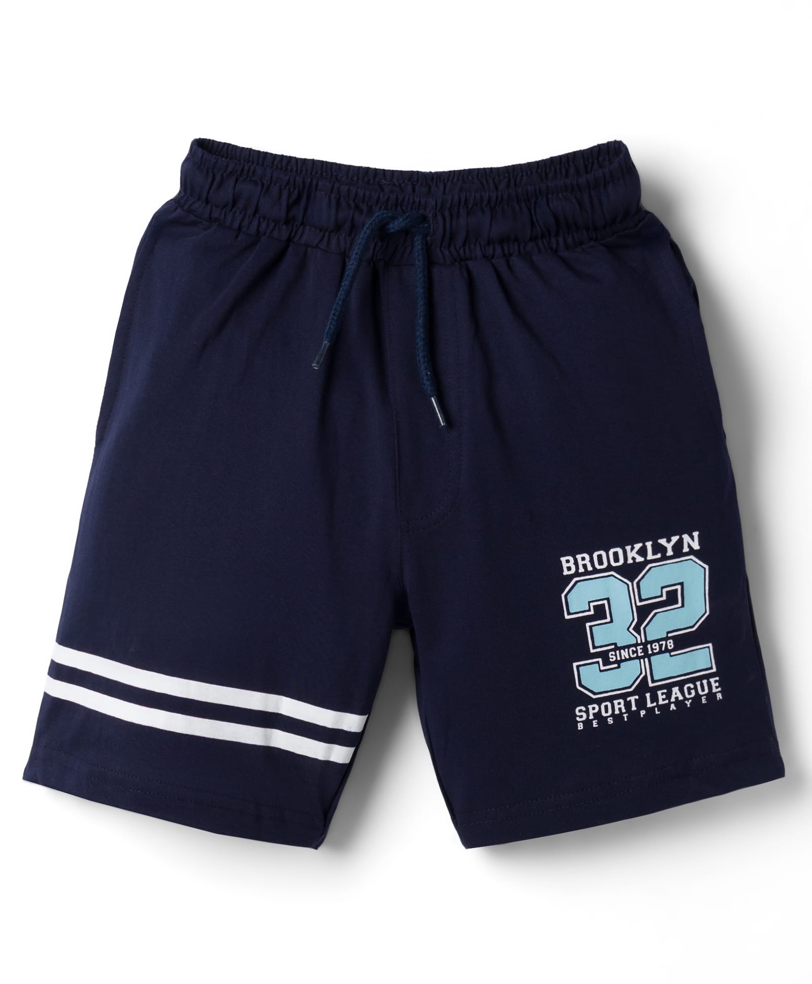Taeko Single Jersey Knit Knee Length Text Printed Shorts - Navy Blue-image-33