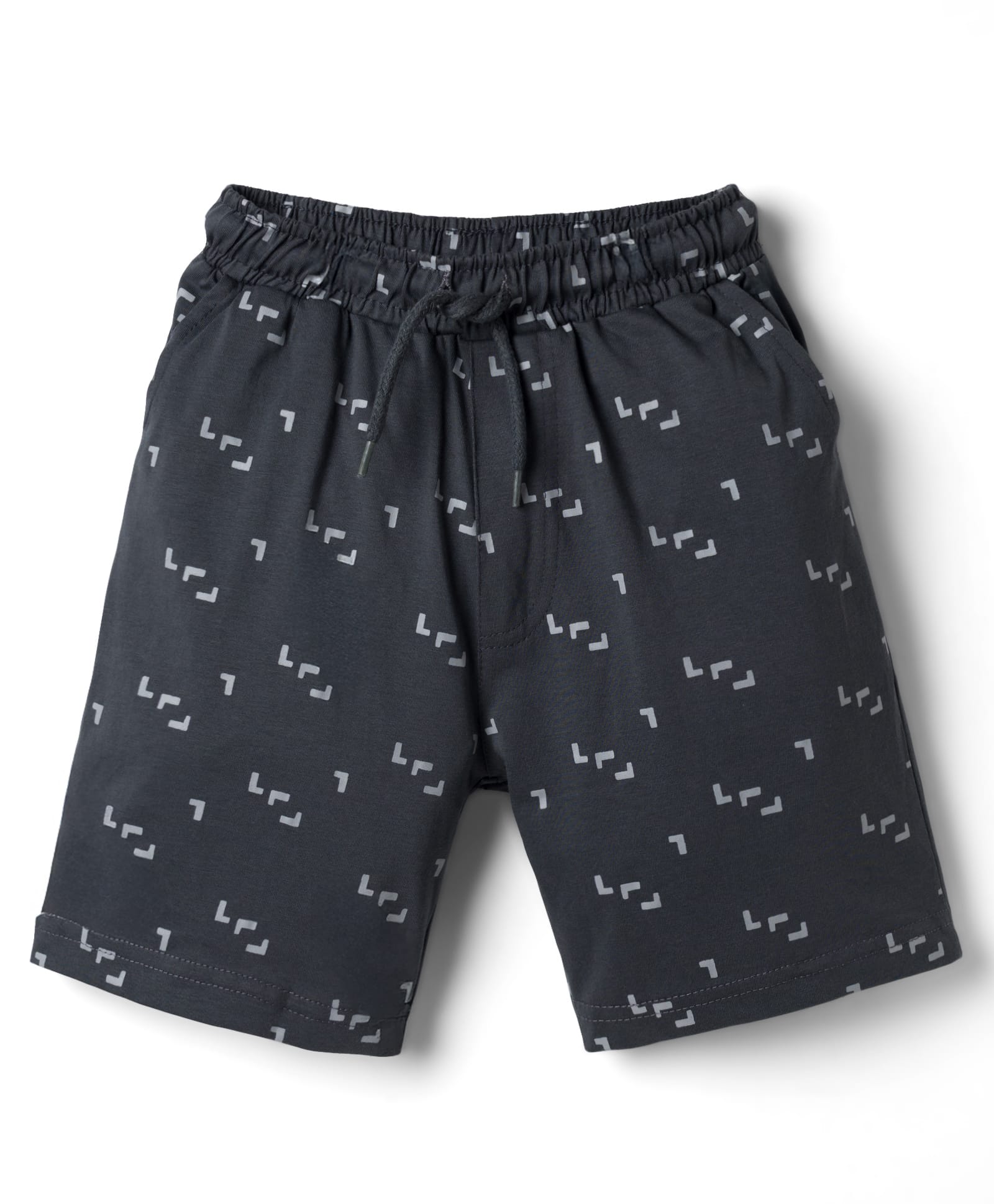 Taeko Single Jersey Knit Knee Length Printed Shorts - Navy Blue-image-30