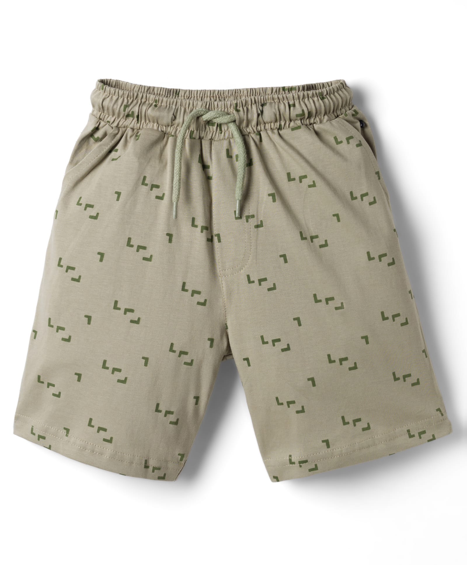 Taeko Single Jersey Knit Knee Length Printed Shorts - Olive Green-image-36