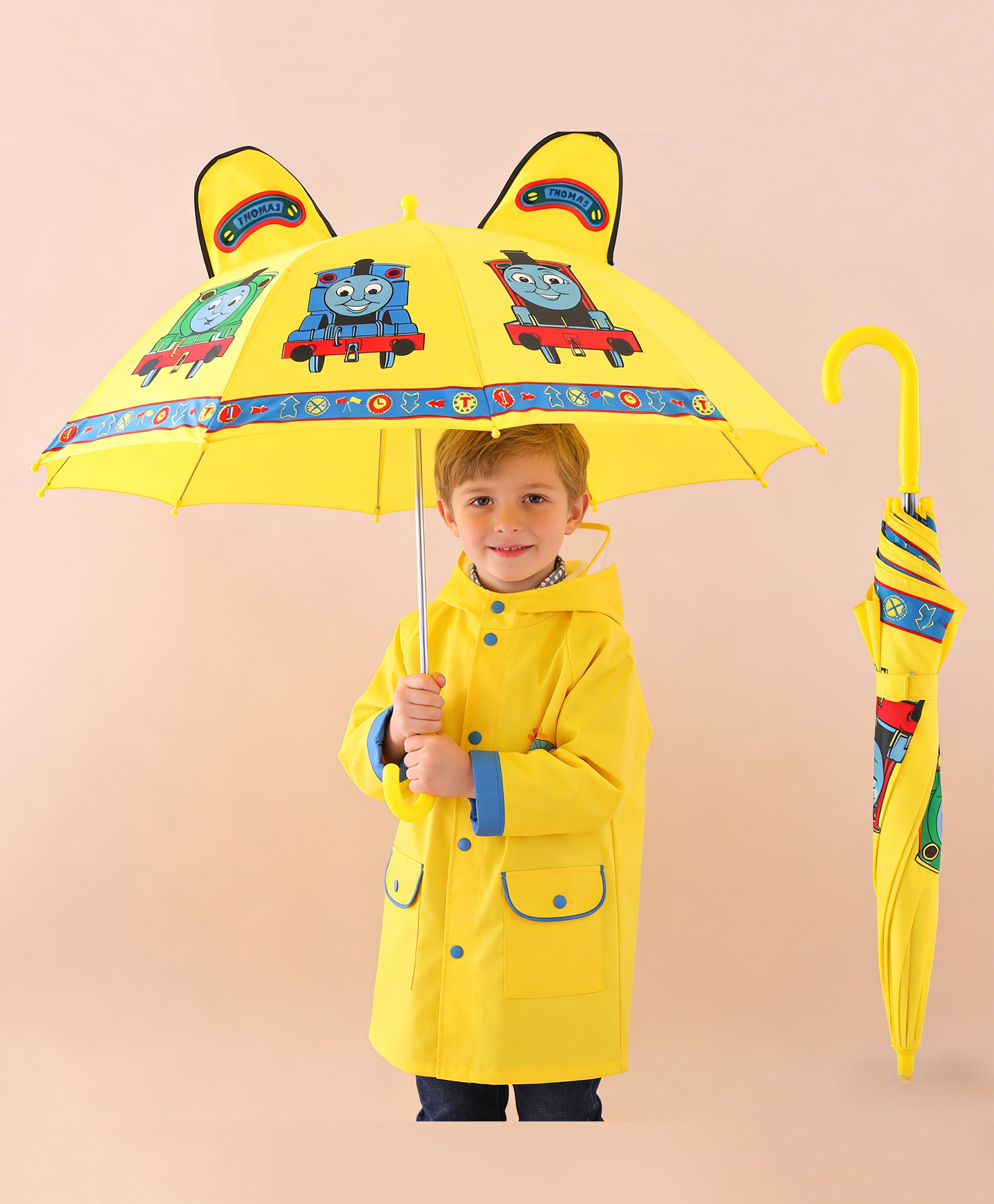 Babyhug Free Size Umbrella with Thomas & Friends Print - Yellow