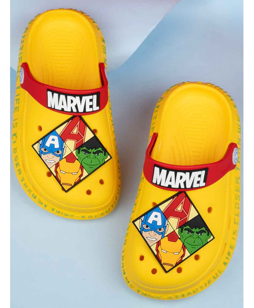 Yellow Bee Marvel Featuring The Avengers Applique Detailed Perforated Slingback Clogs - Yellow-picture-16