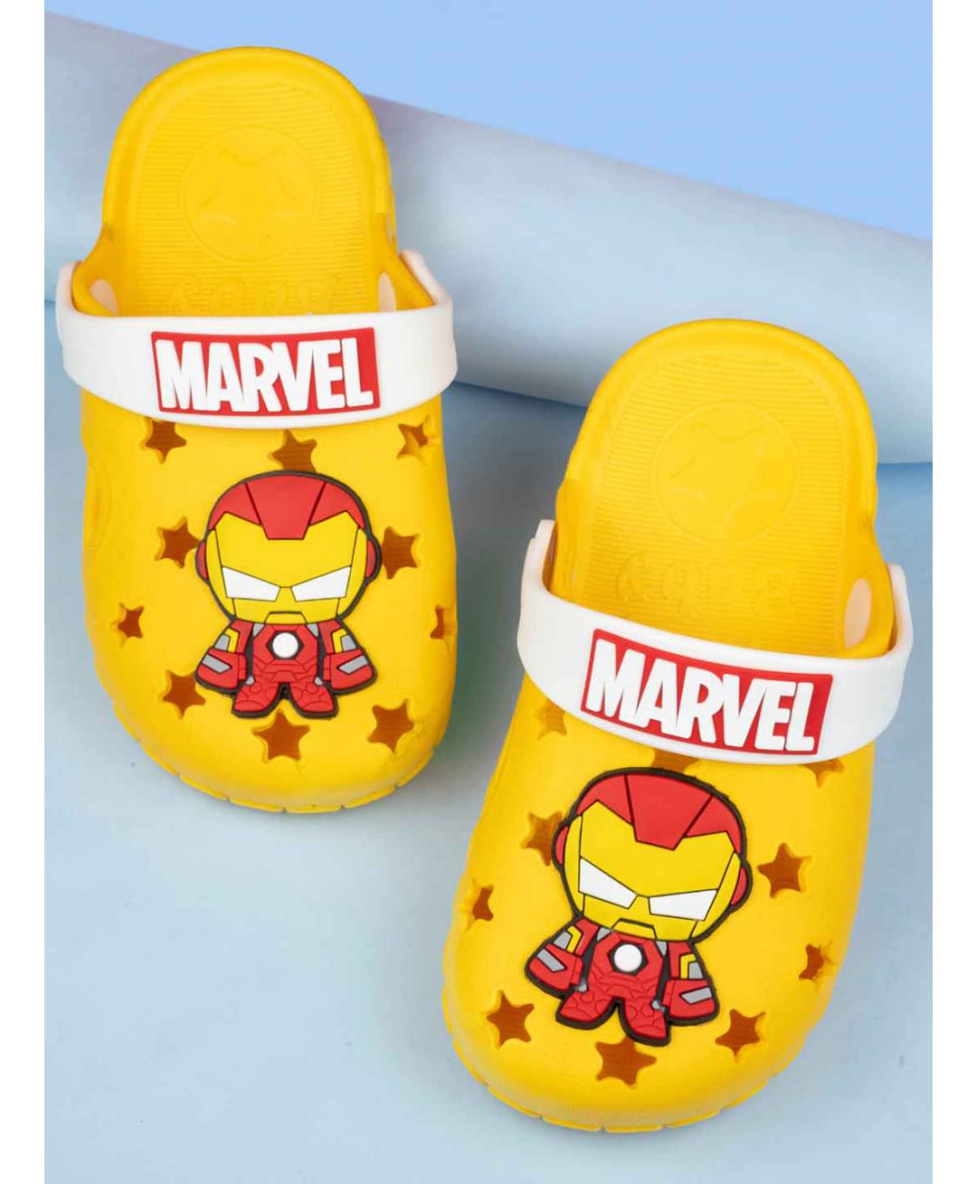 Yellow Bee Marvel Avengers Featuring Iron Man Applique Detailed Perforated Slingback Clogs - Yellow-image-18
