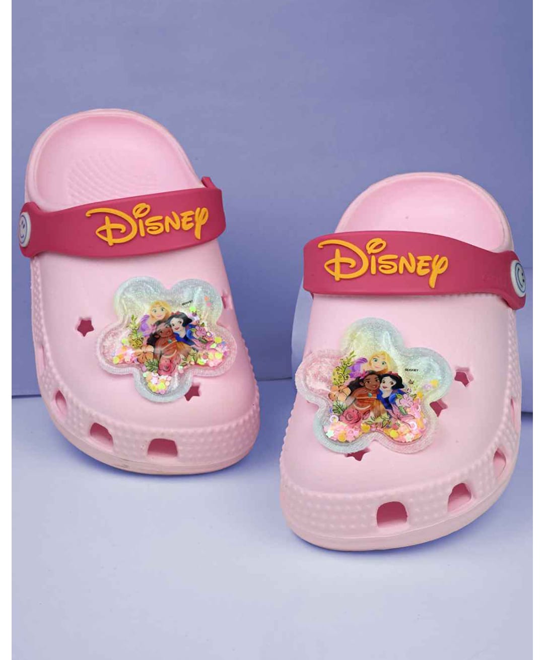 Yellow Bee Disney Princesses Featuring Snow White & Rapunzel Applique Detailed Perforated Slingback - Pink-picture-24