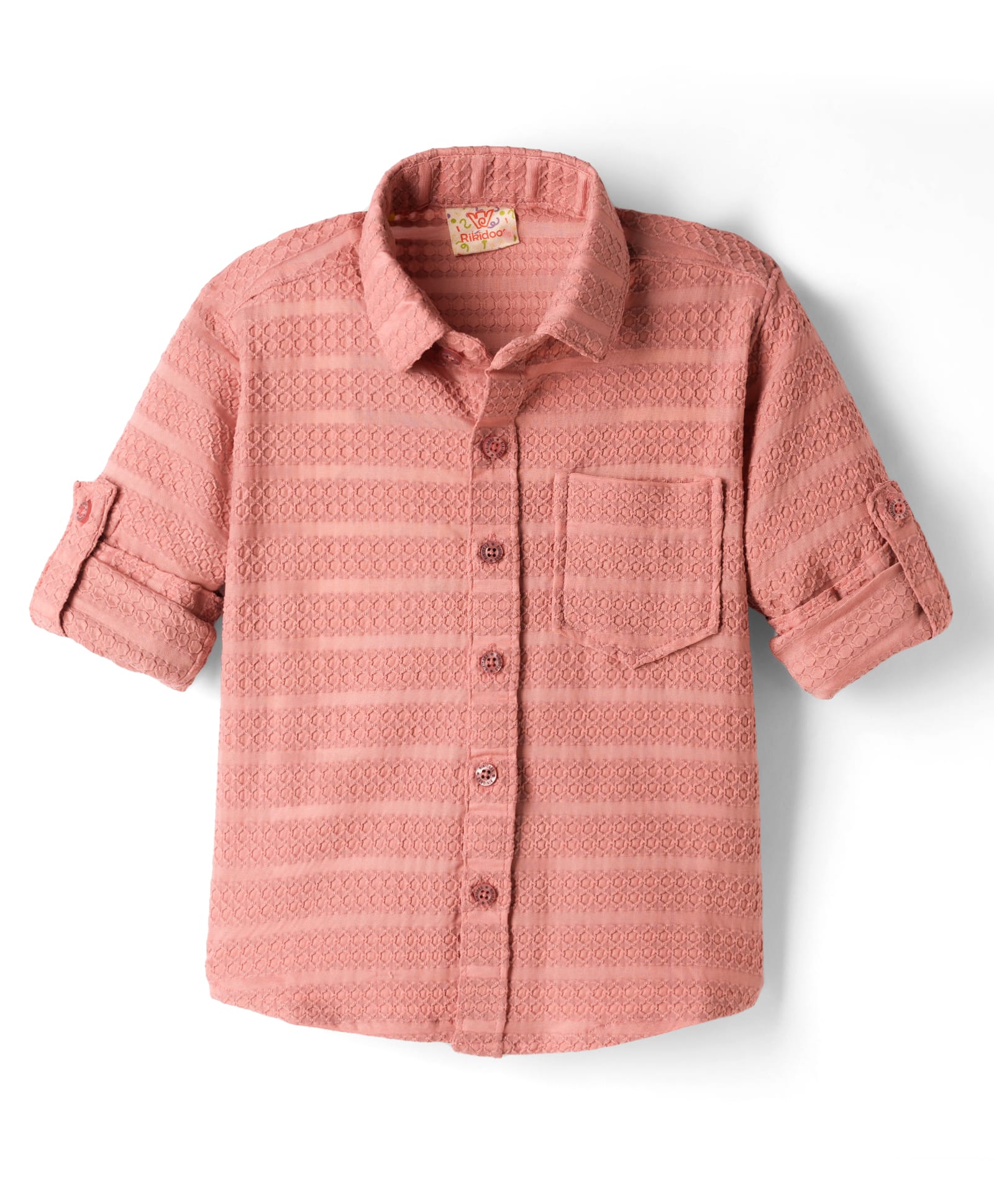Rikidoos Cotton Woven Full Sleeves Embroidered Shirt - Pink-picture-17