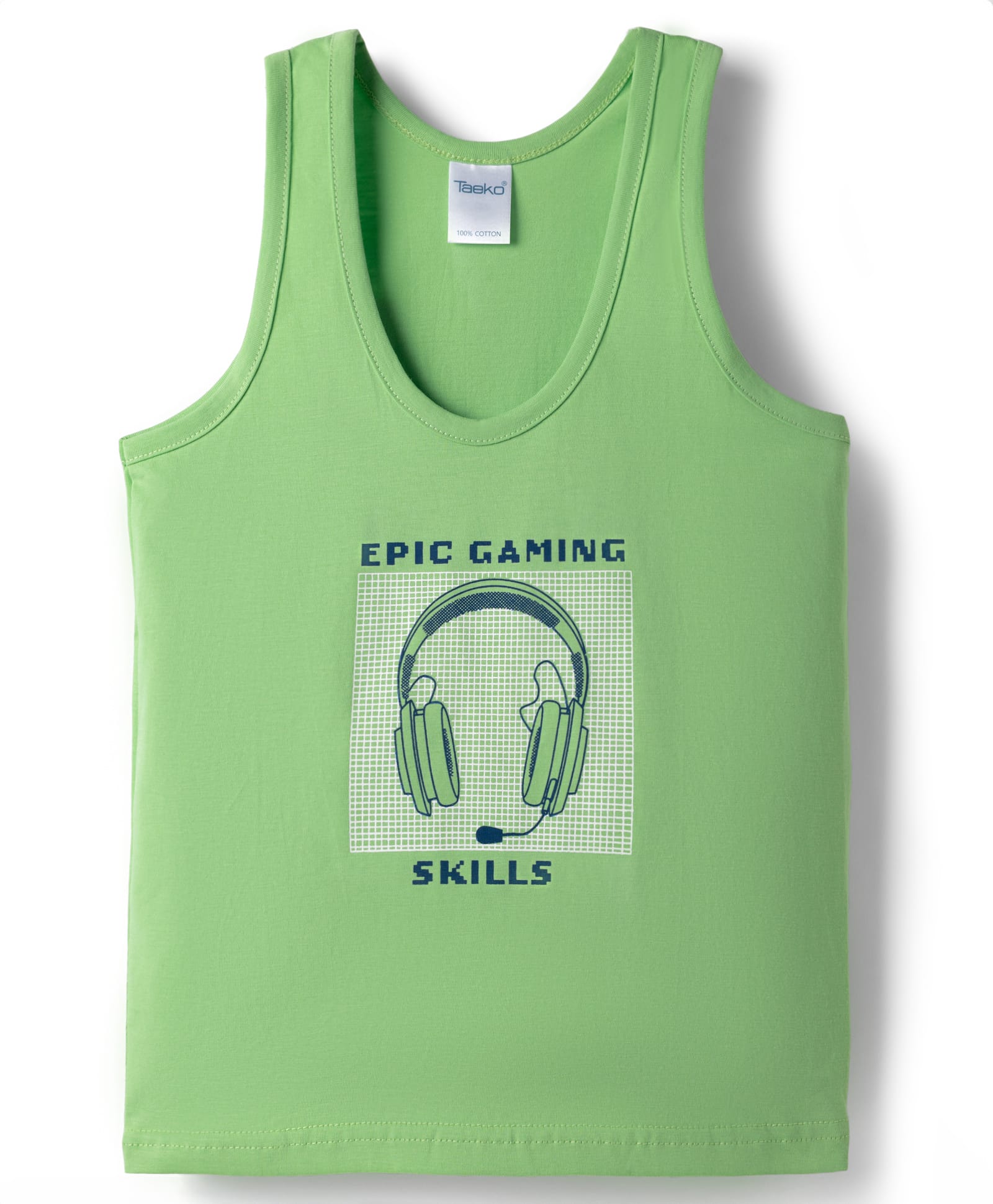 Taeko Single Jersey Knit Sleeveless Gaming Theme Printed Vest -Light Green-image-19