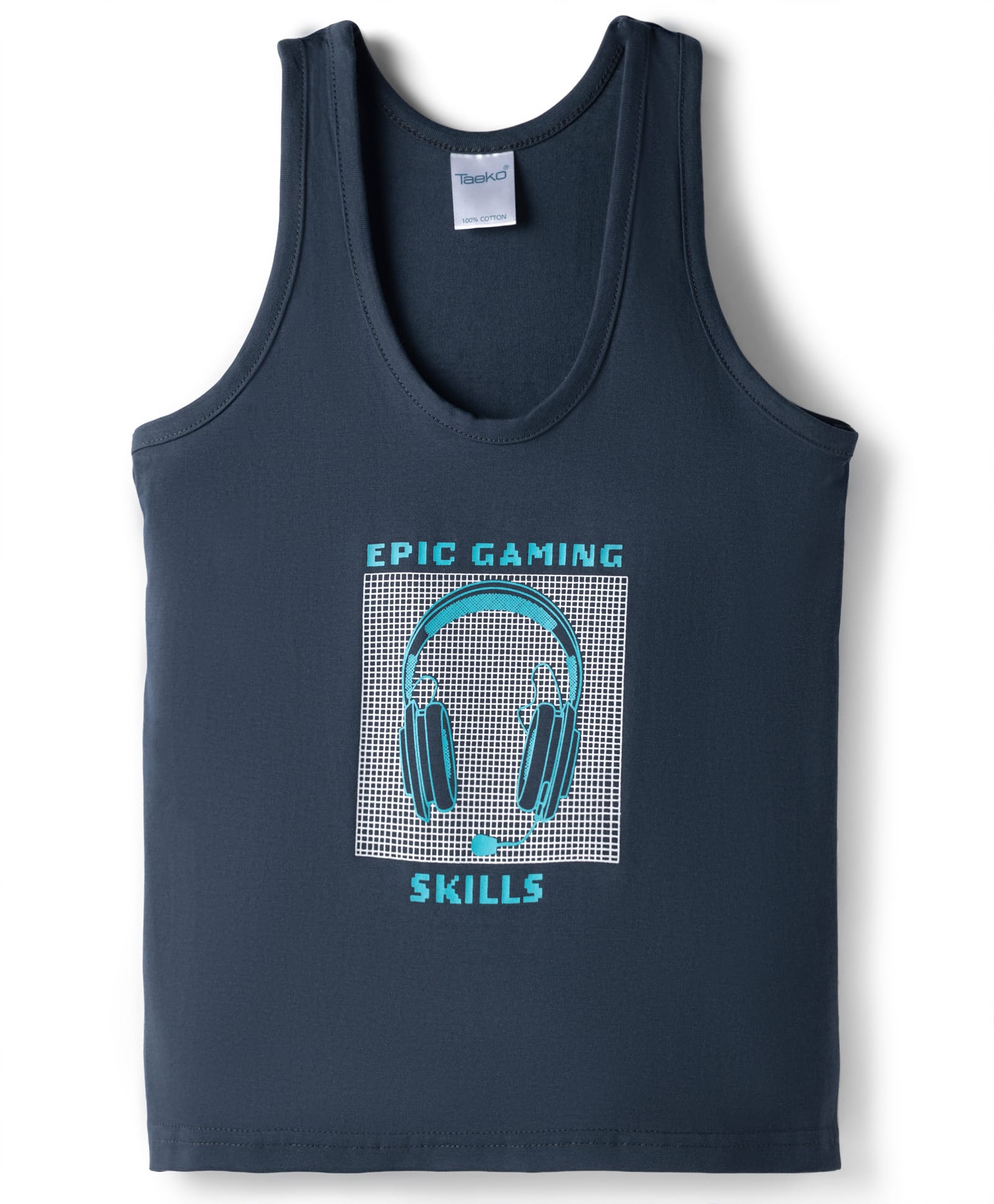 Taeko Single Jersey Knit Sleeveless Gaming Theme Printed Vest -Navy Blue-picture-17