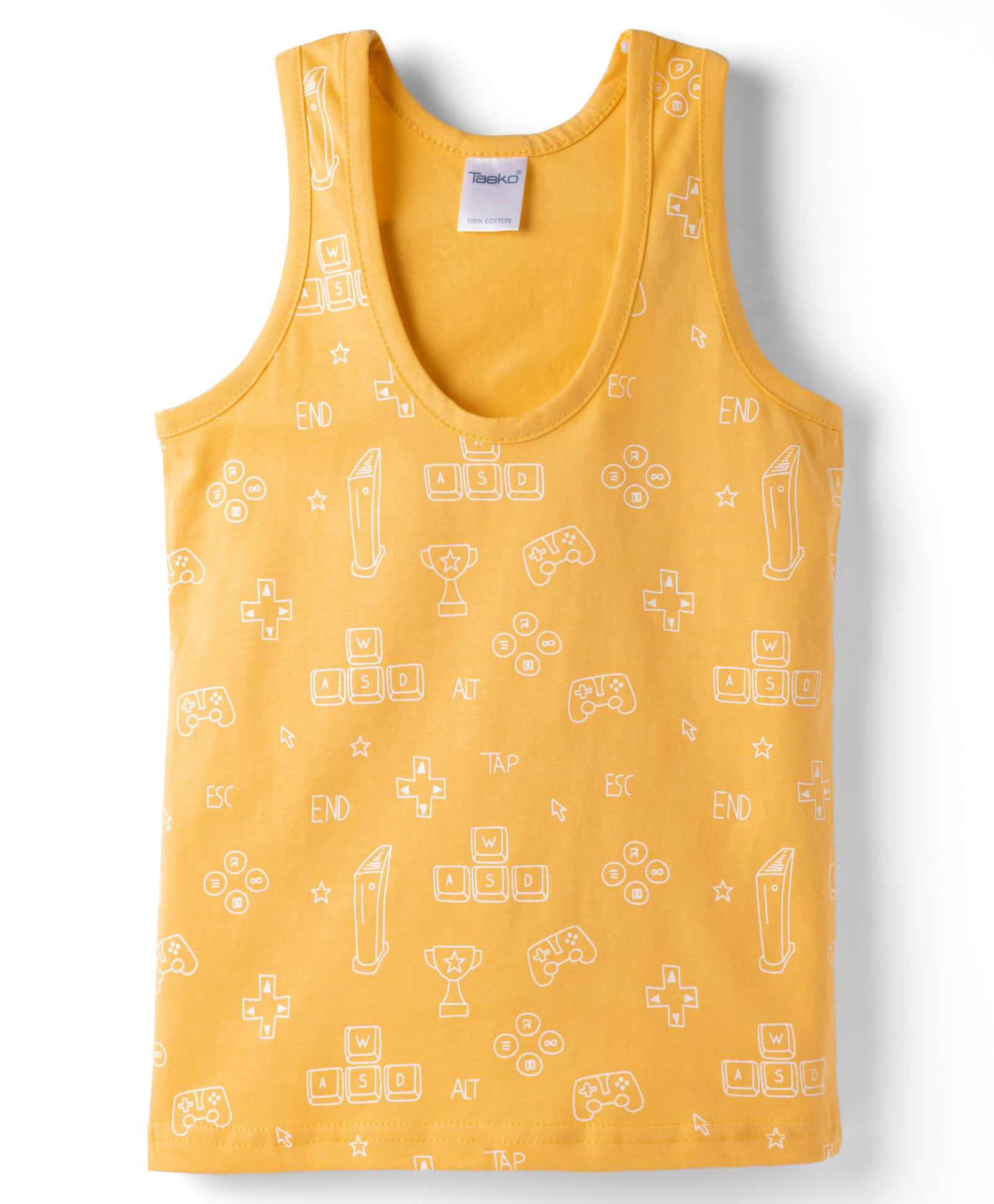 Taeko Single Jersey Knit Sleeveless Gaming Theme Printed Vest - Yellow-picture-45