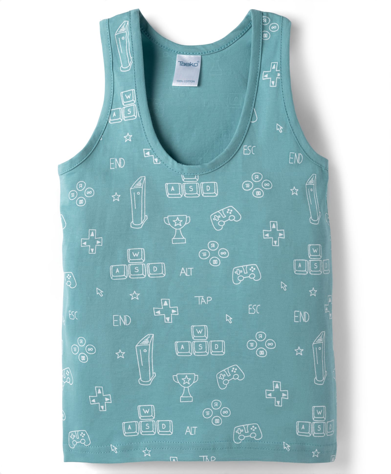 Taeko Single Jersey Knit Sleeveless Gaming Theme Printed Vest - Light Blue-picture-27