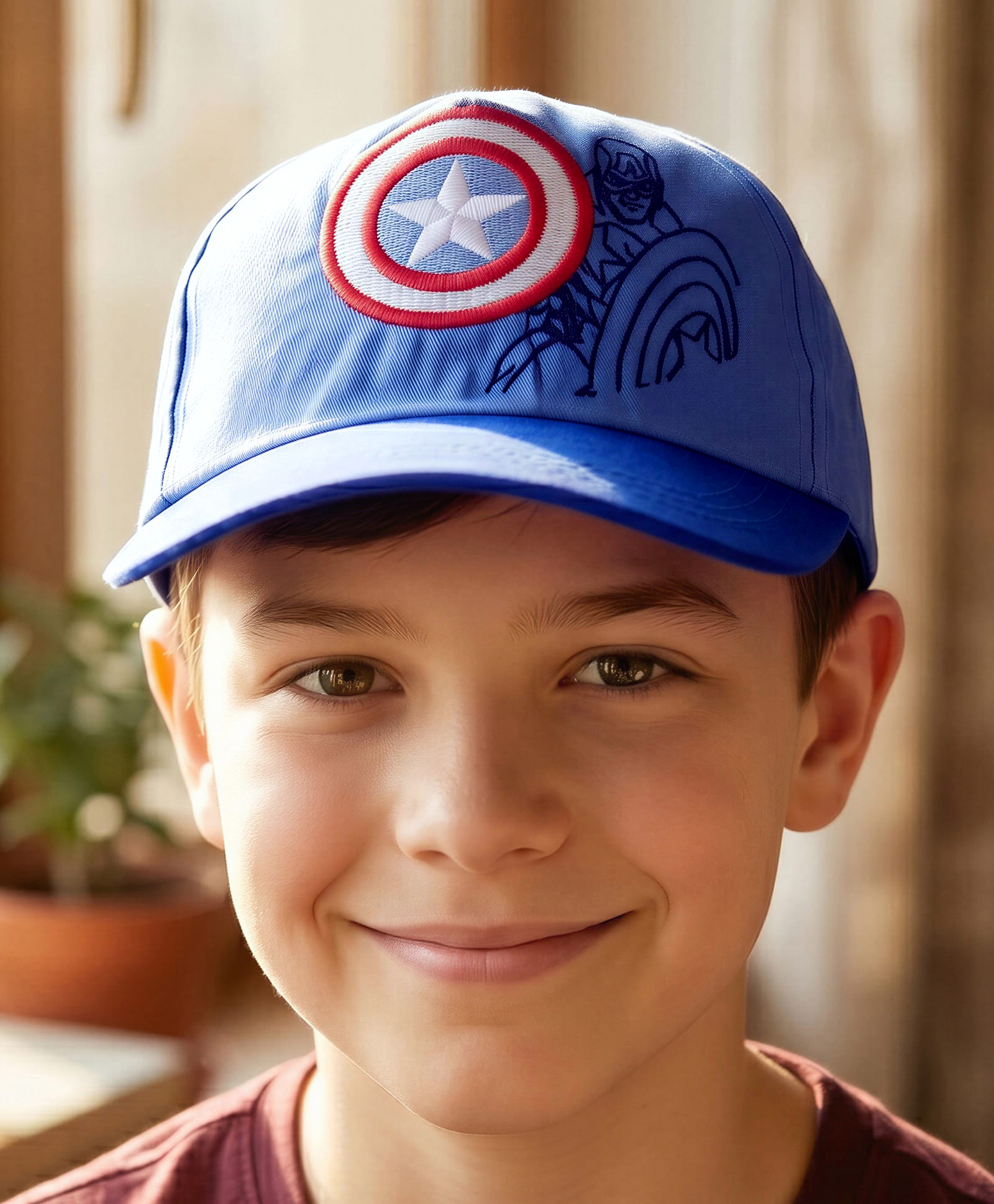 Pine Kids Marvel Cotton Woven Summer Cap With Avengers Graphics Blue - Diameter 18 cm-picture-20