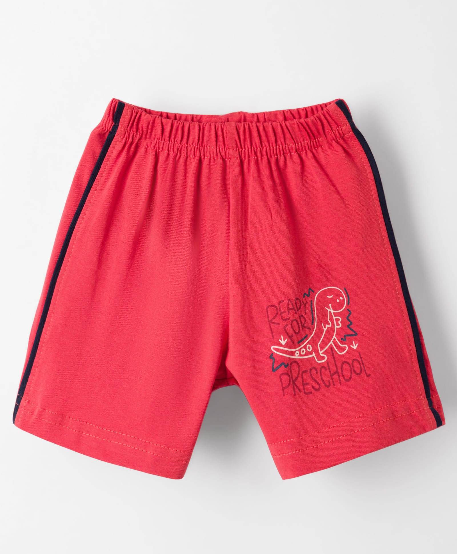 Tango Single Jersey Knit Knee Length Shorts with Dino Print - Red-image-23
