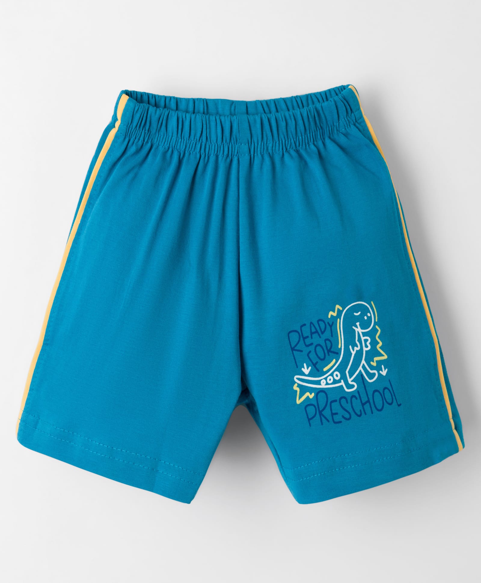 Tango Single Jersey Knit Knee Length Shorts with Dino Print - Blue-picture-27