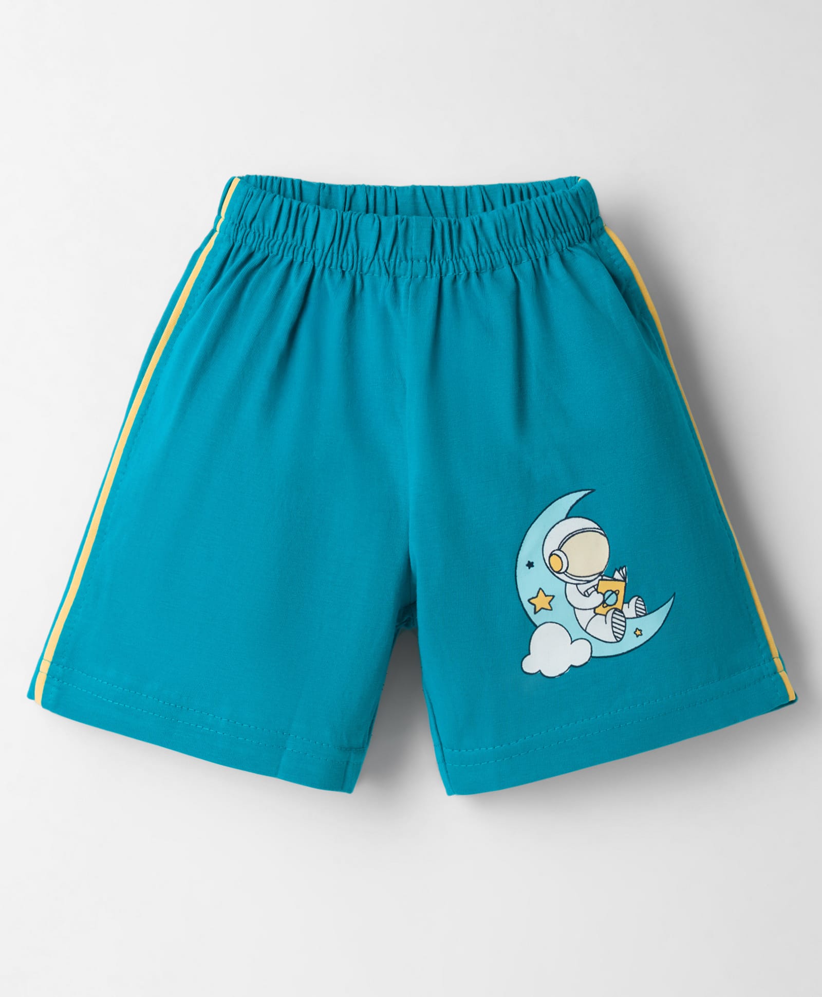 Tango Single Jersey Knit Knee Length Shorts with Astronaut Print - Light Blue-picture-28