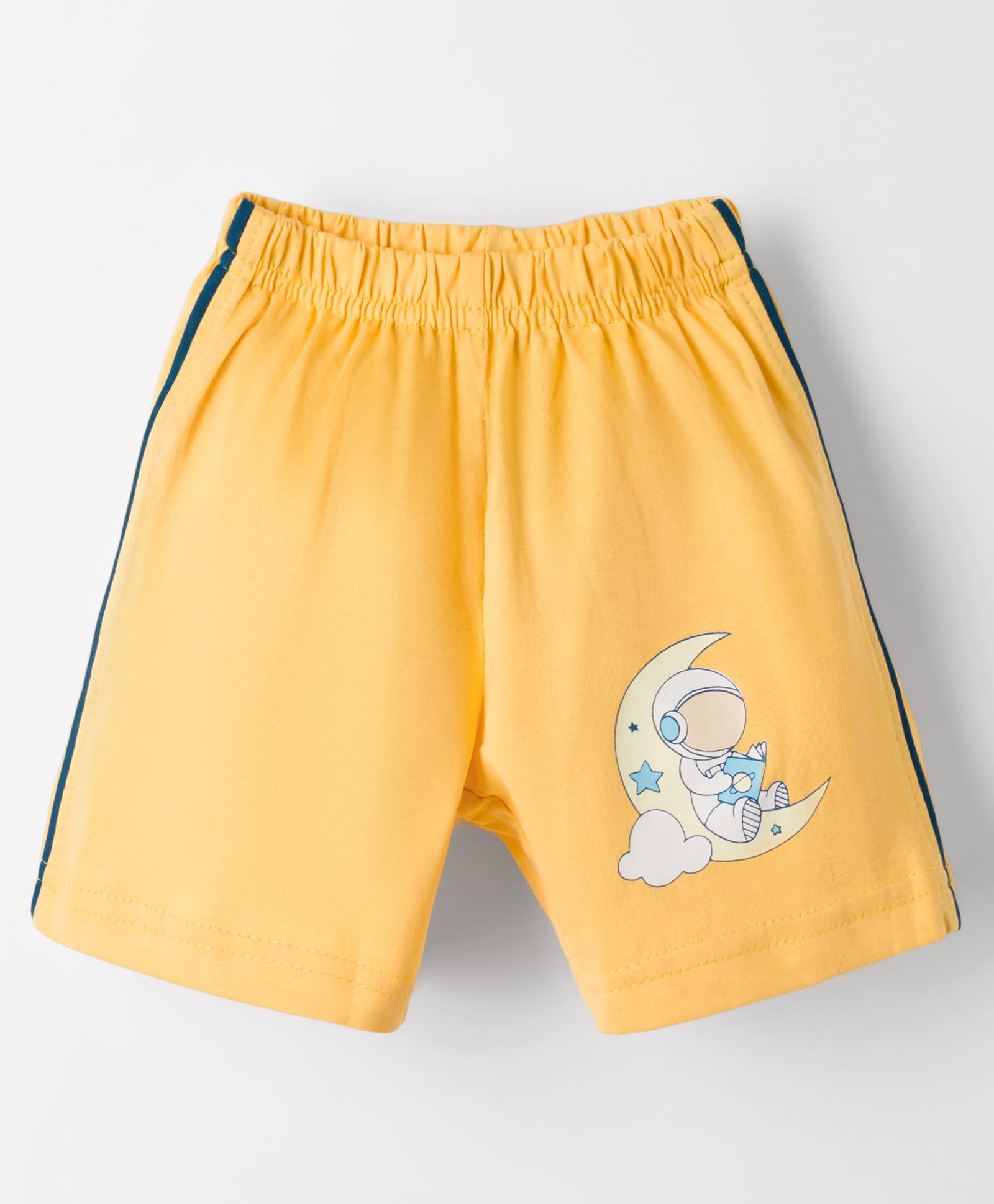 Tango Single Jersey Knit Knee Length Shorts with Astronaut Print - Yellow-image-12