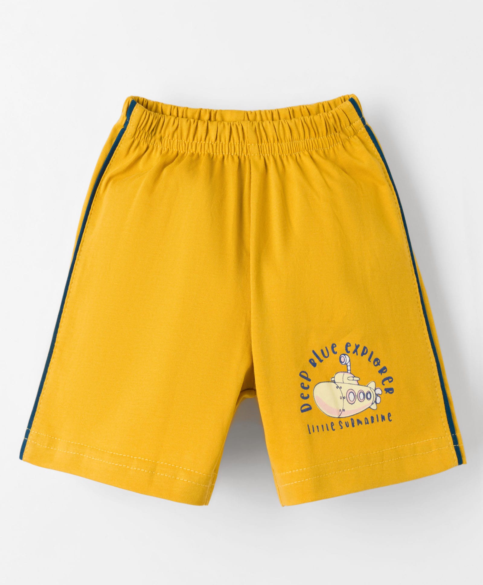 Tango Single Jersey Knit Knee Length Shorts with Submarine Print - Yellow-picture-46