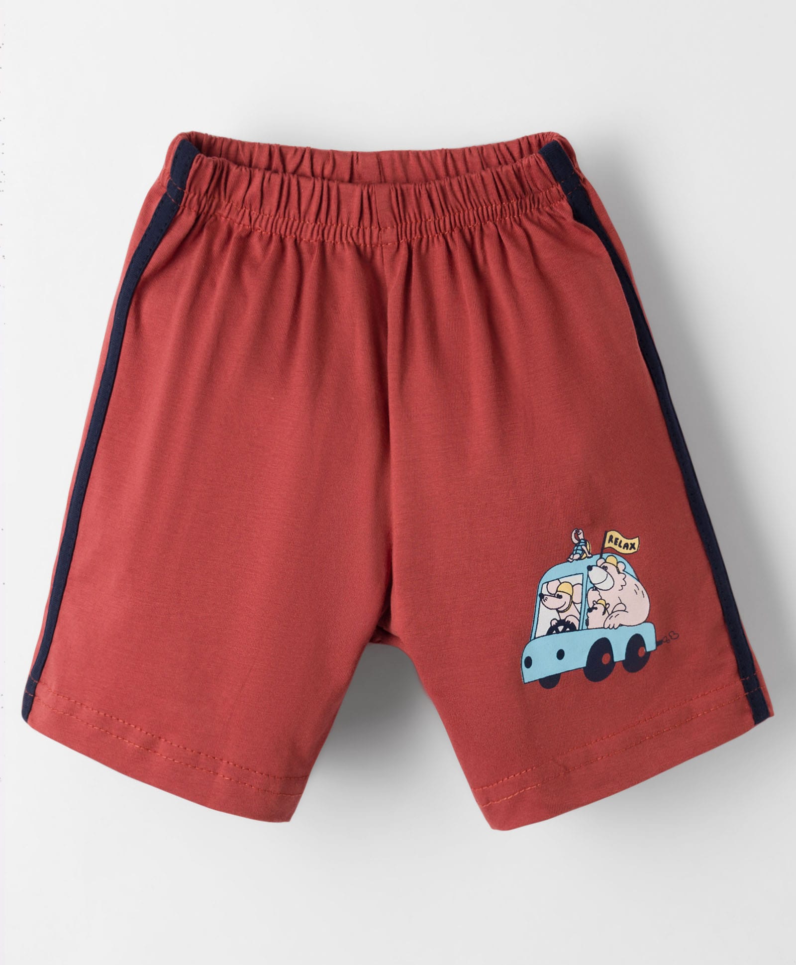 Tango Single Jersey Knit Knee Length Shorts with Submarine Print - Rust Orange-picture-19