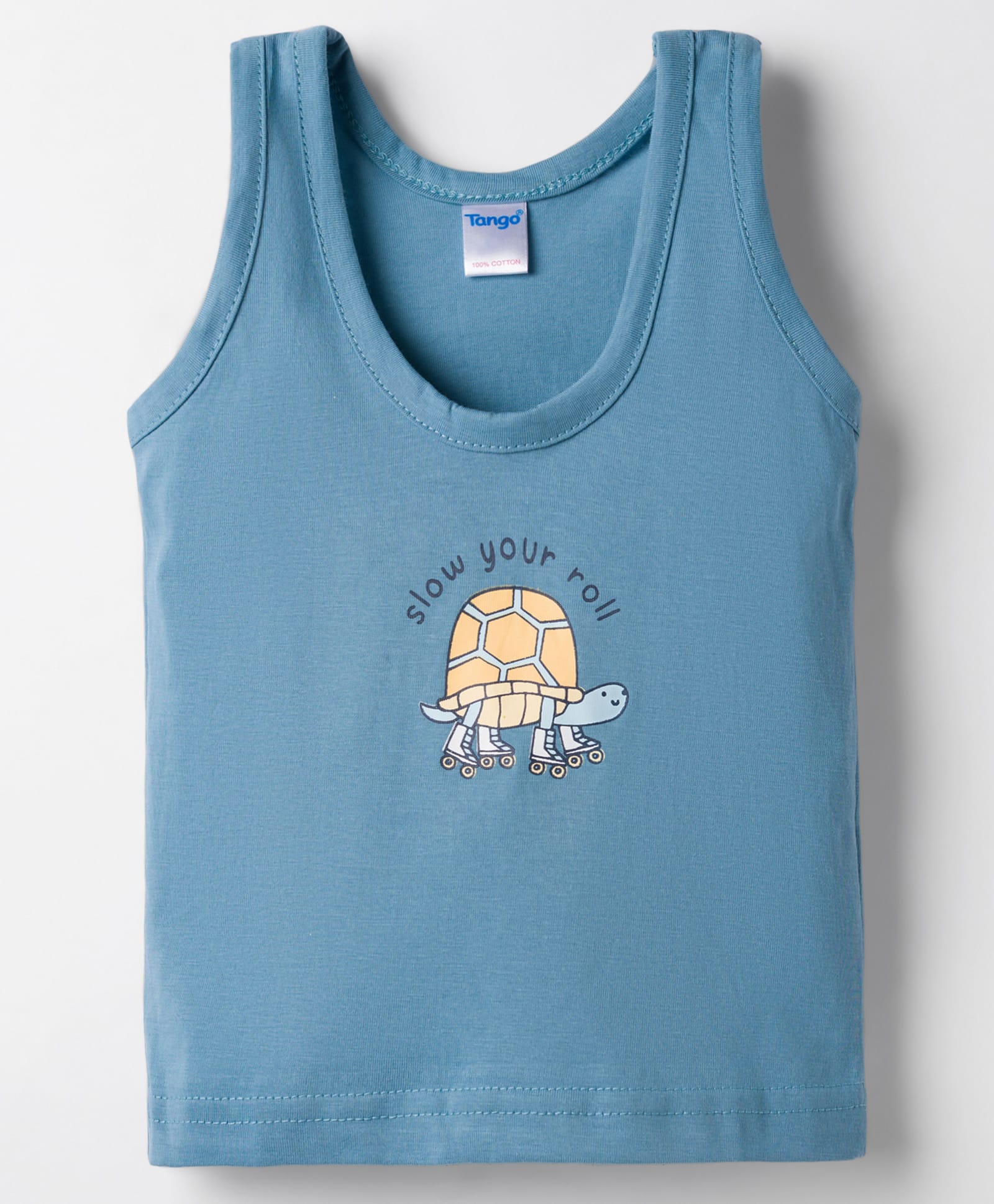 Tango Single Jersey Knit Sleeveless Vest With Turtle Print - Blue-picture-7