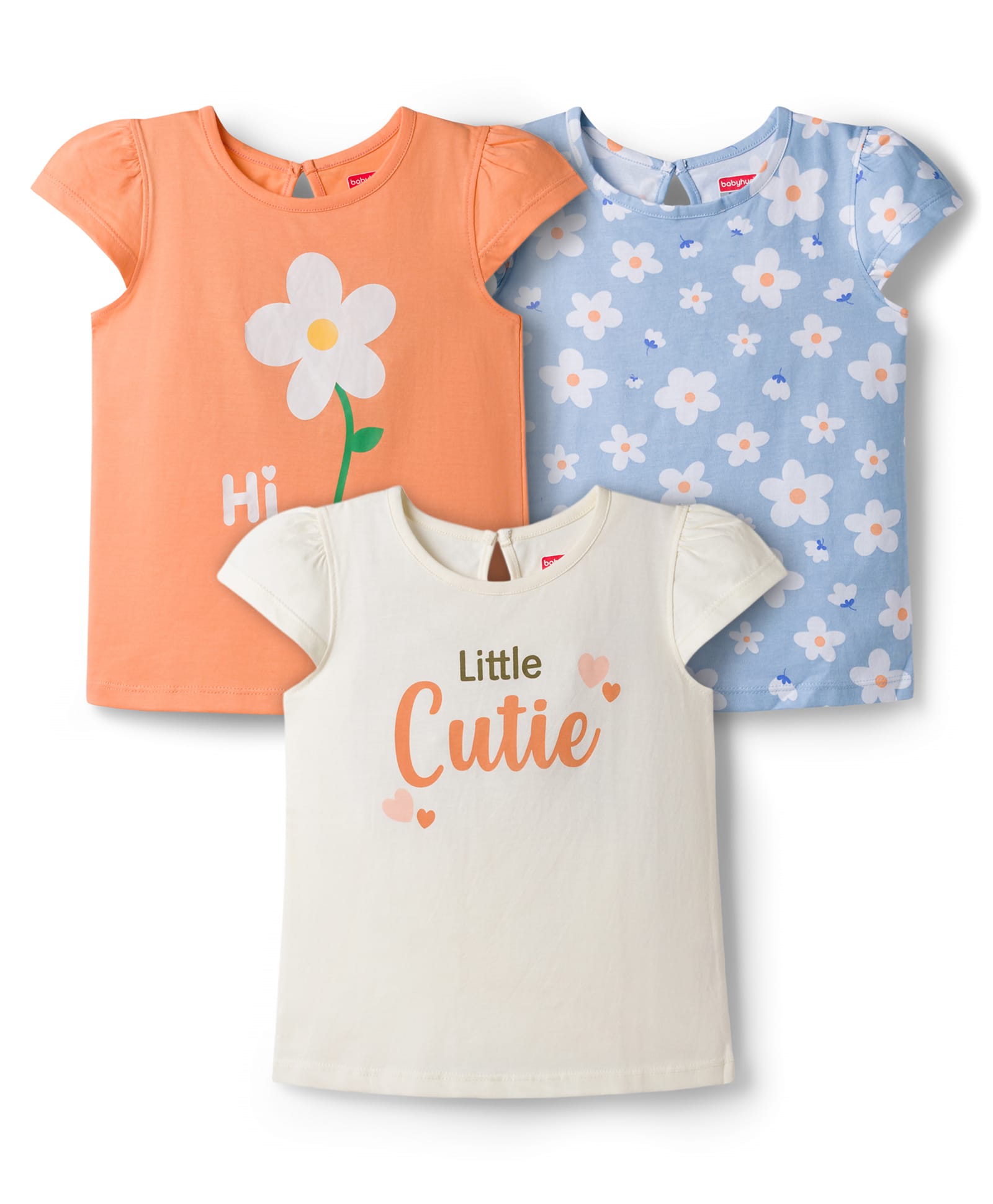 Babyhug Cotton Knit T-Shirts Half Sleeves with Graphics Orange 4-5 Years Pack of 3-image-23