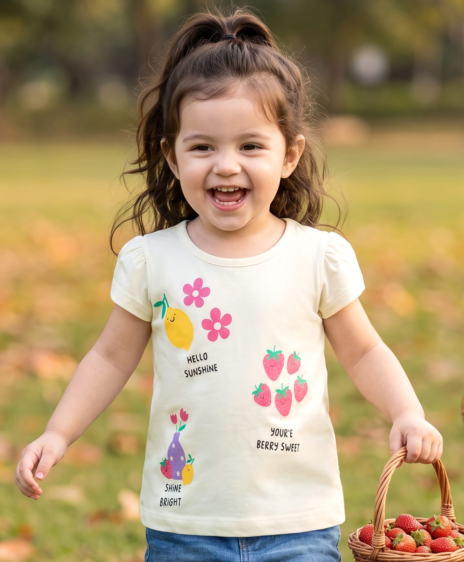 Babyhug Cotton Knit Half Sleeves T-Shirt With Floral & Fruit Print - Multicolor-picture-19