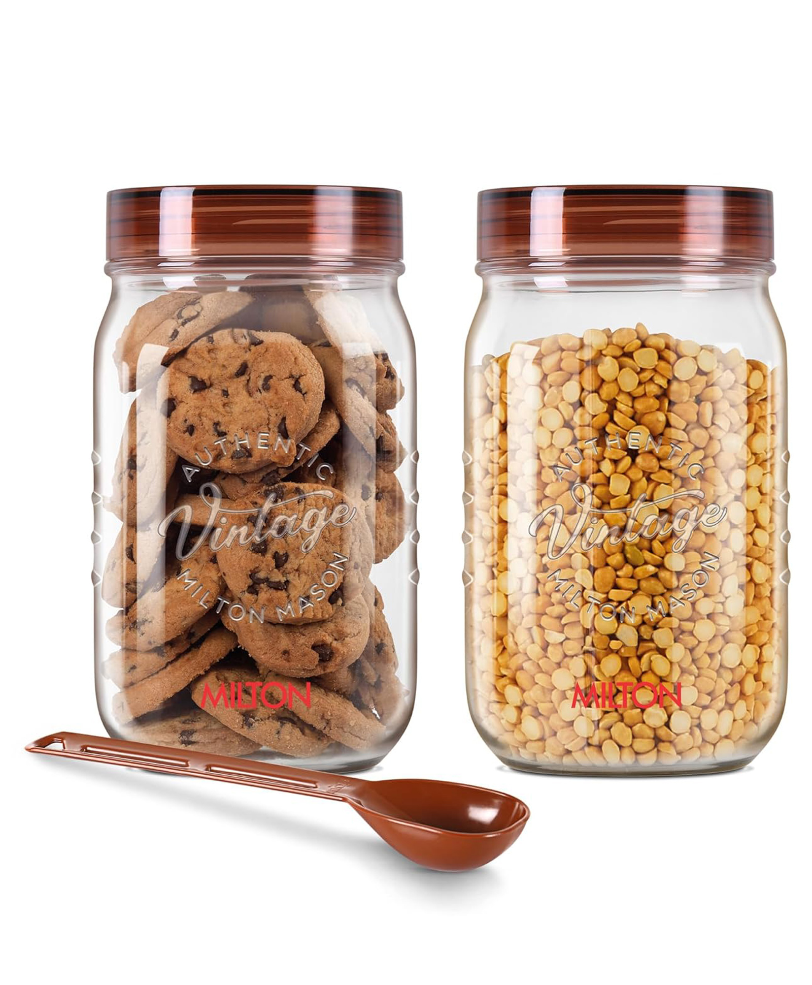 Milton Vintage Plastic Storage Jar and Container Set, Airtight & Bpa Free Containers for Kitchen Storage, Grocery Kitchen Container Stoarge, Multipurpose Transparent Jar, 1000 ml Each, Set of 2-image-3