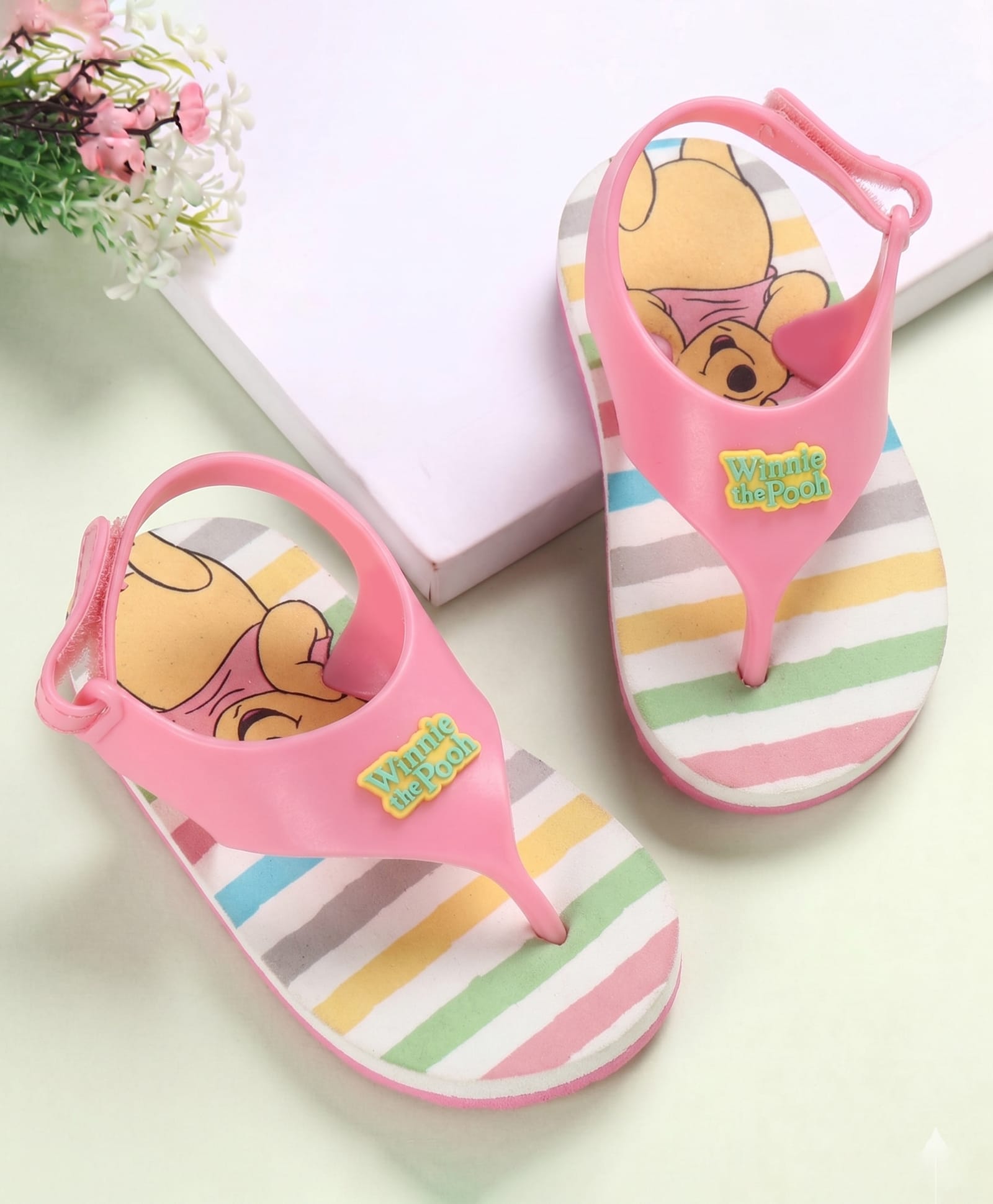 Babyoye Disney Velcro Closure Flip Flops With Stripes & Winnie The Pooh Print - Multicolor-picture-14