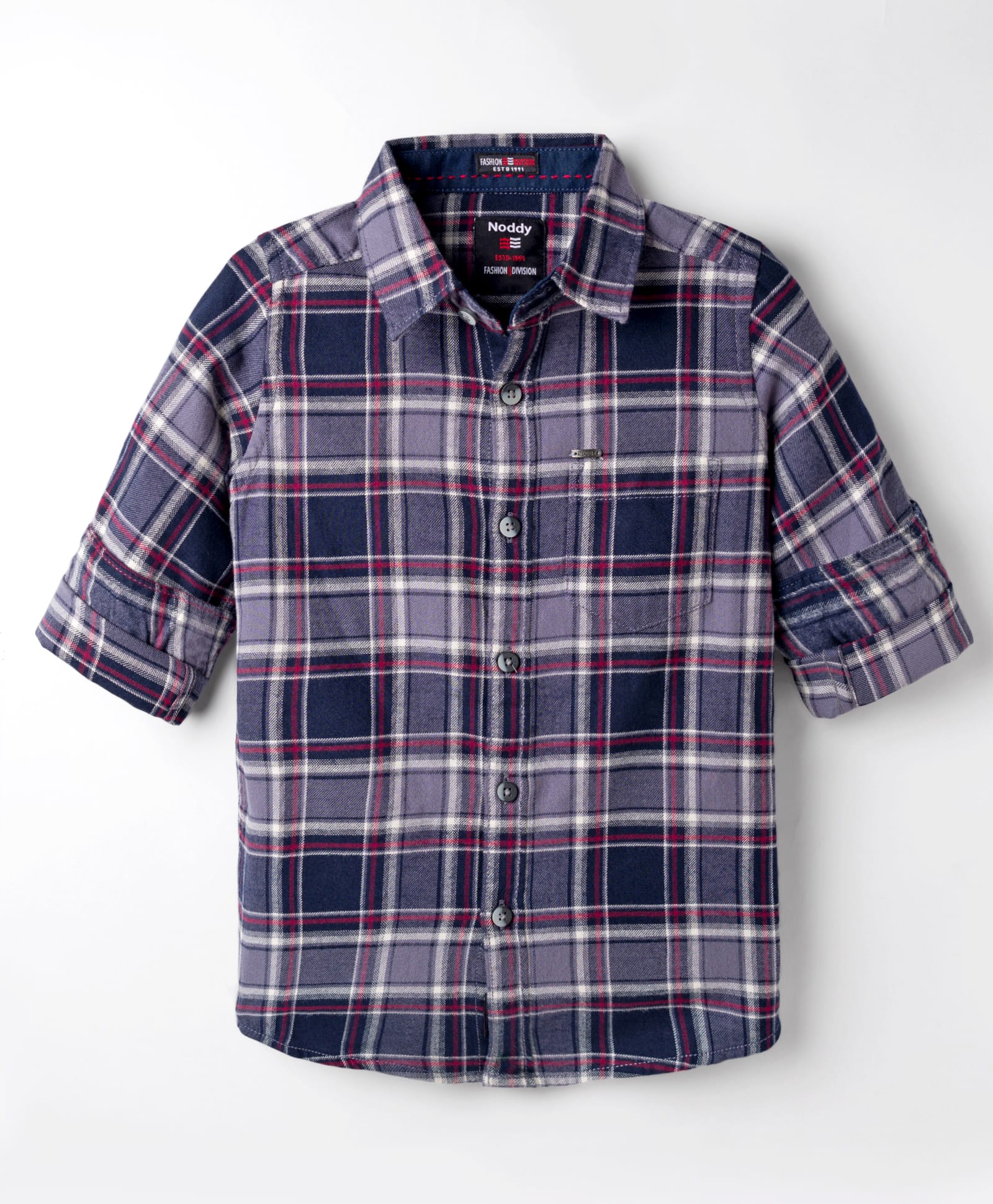 Noddy Full Sleeves Tartan Checked Shirt - Navy Blue-image-37
