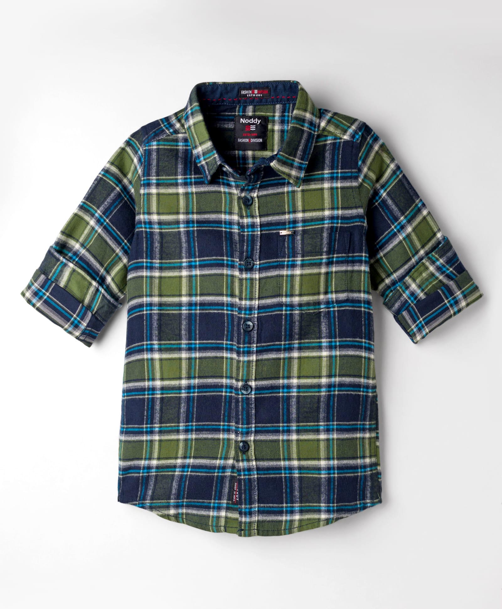 Noddy Full Sleeves Tartan Checked Shirt - Olive Green-image-47