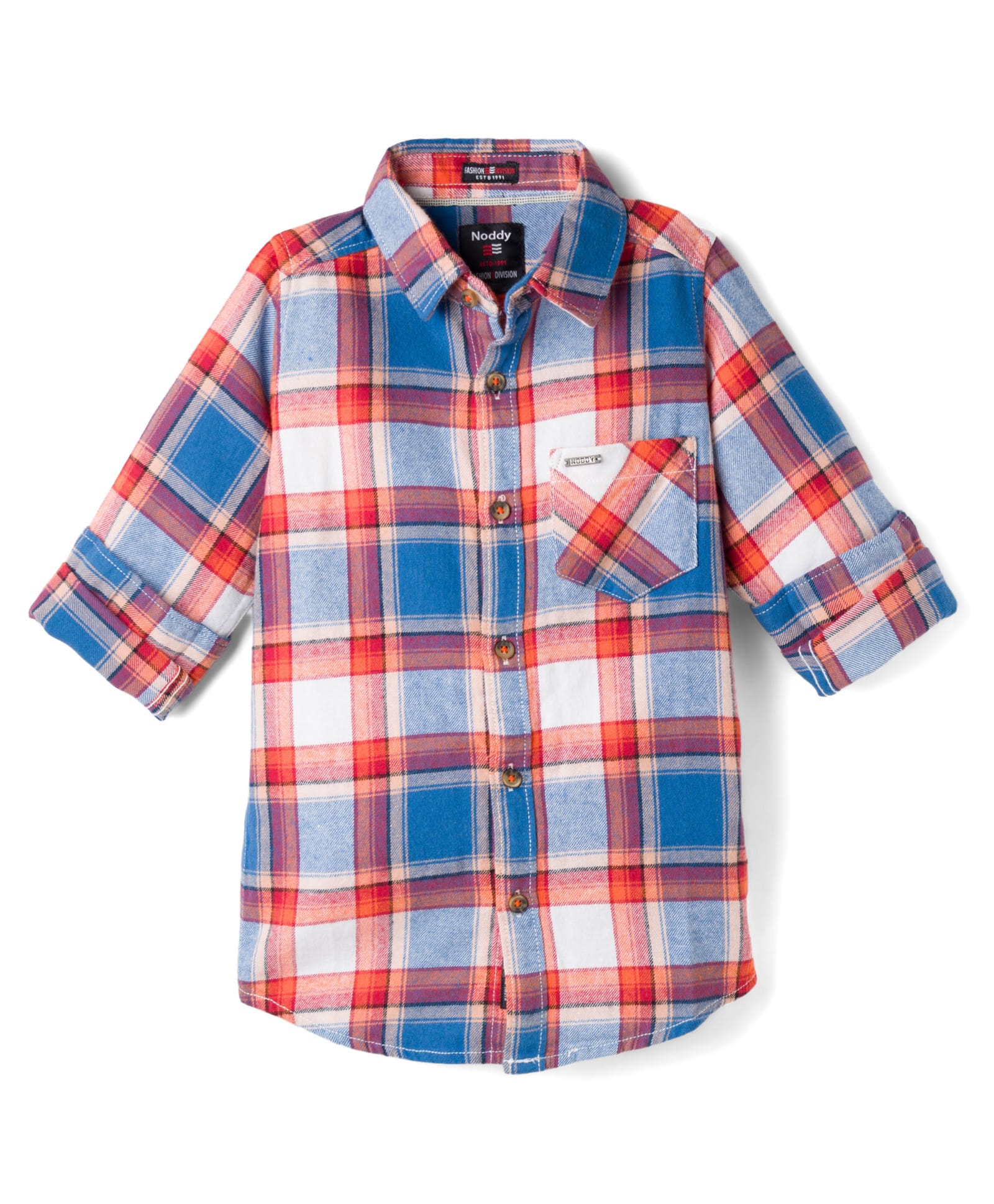 Noddy Full Sleeves Tartan Checked Shirt - Orange-image-12