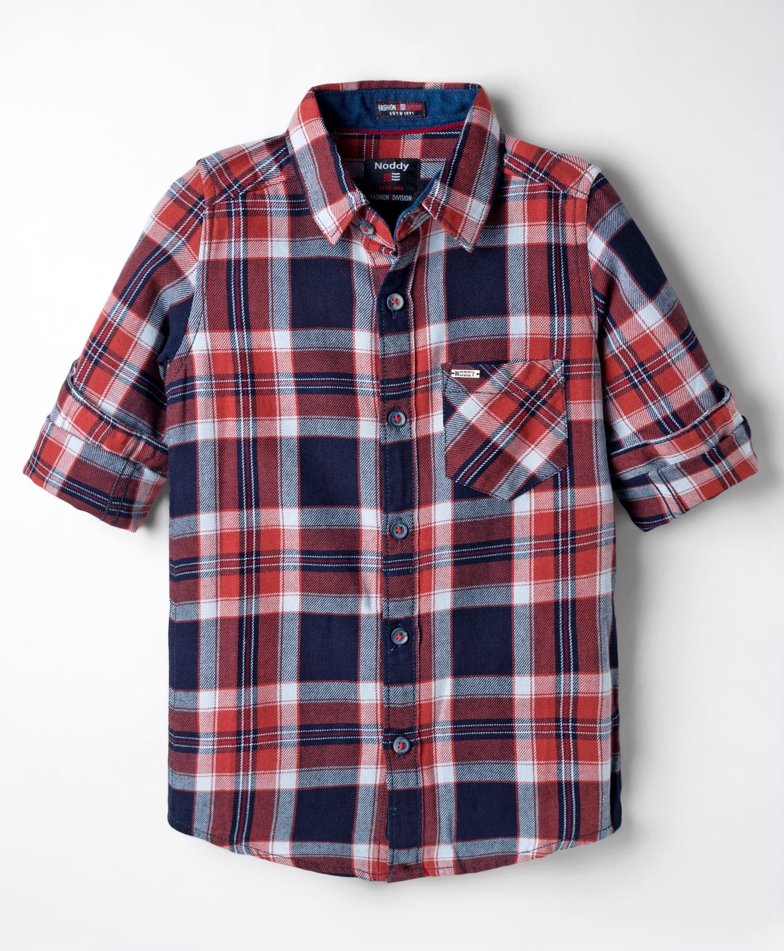 Noddy Full Sleeves Tartan Checked Shirt - Rust-picture-29