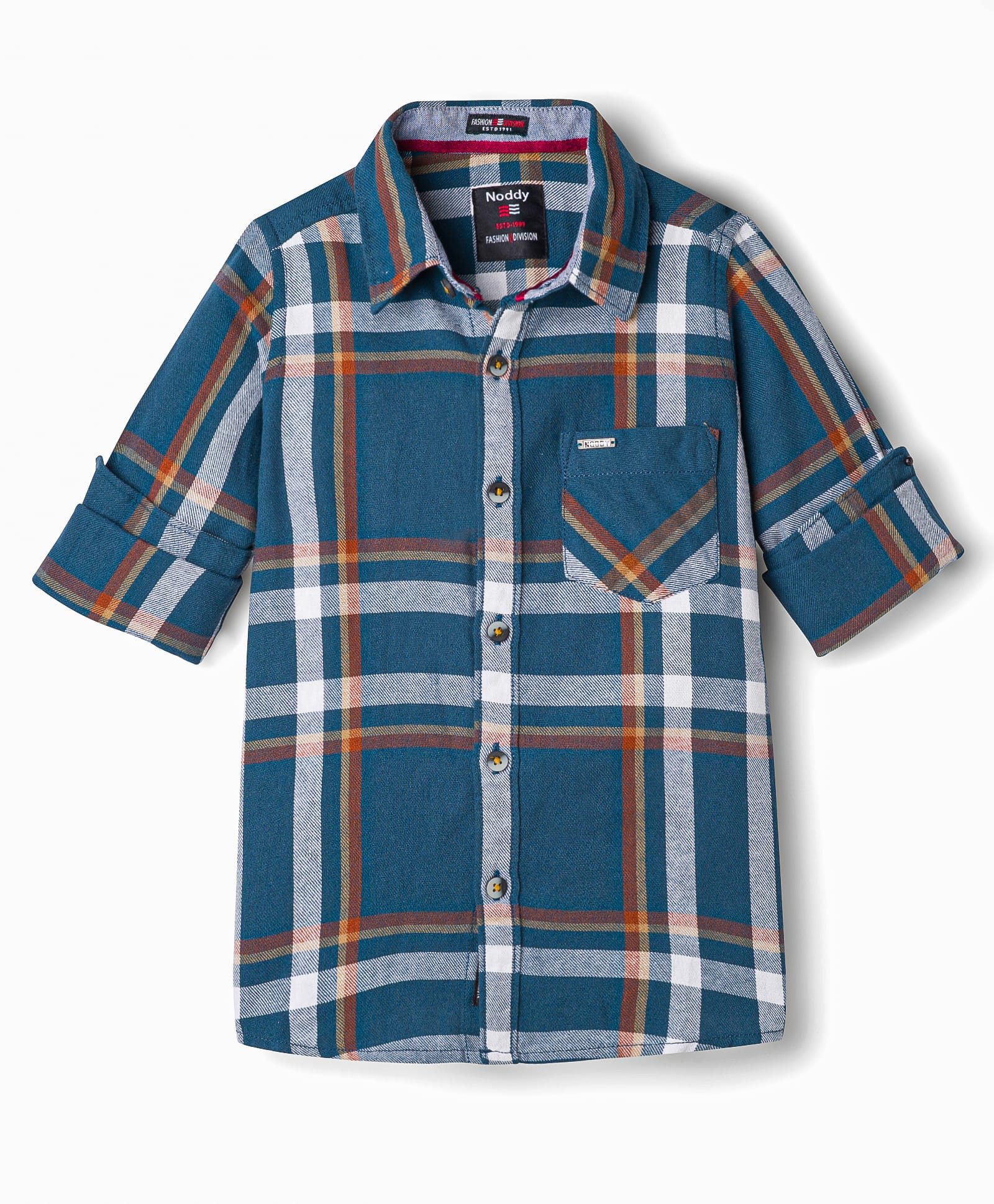 Noddy Full Sleeves Checked Shirt - Turquoise-picture-14