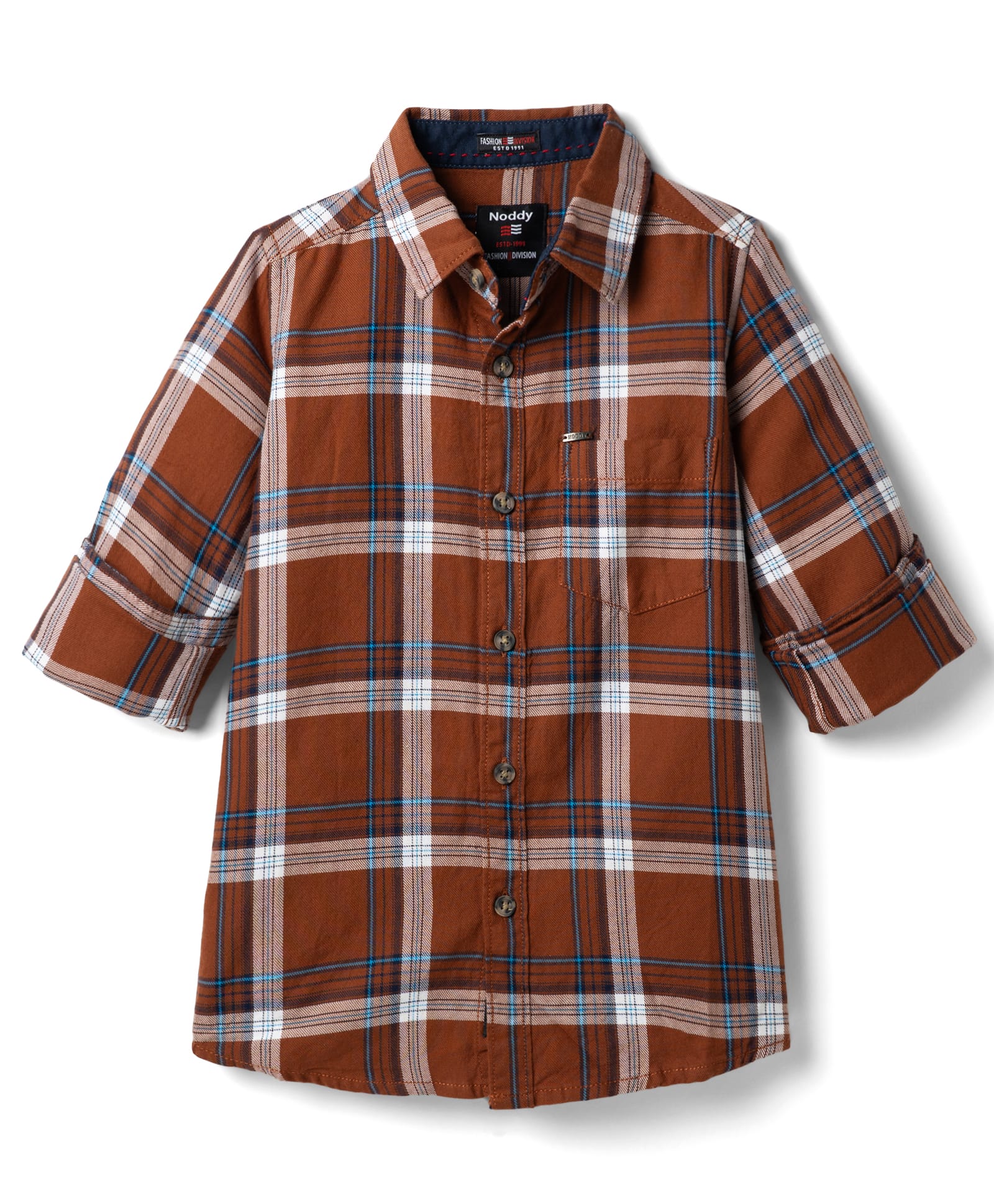 Noddy Full Sleeves Tartan Checked Shirt - Rust-image-37