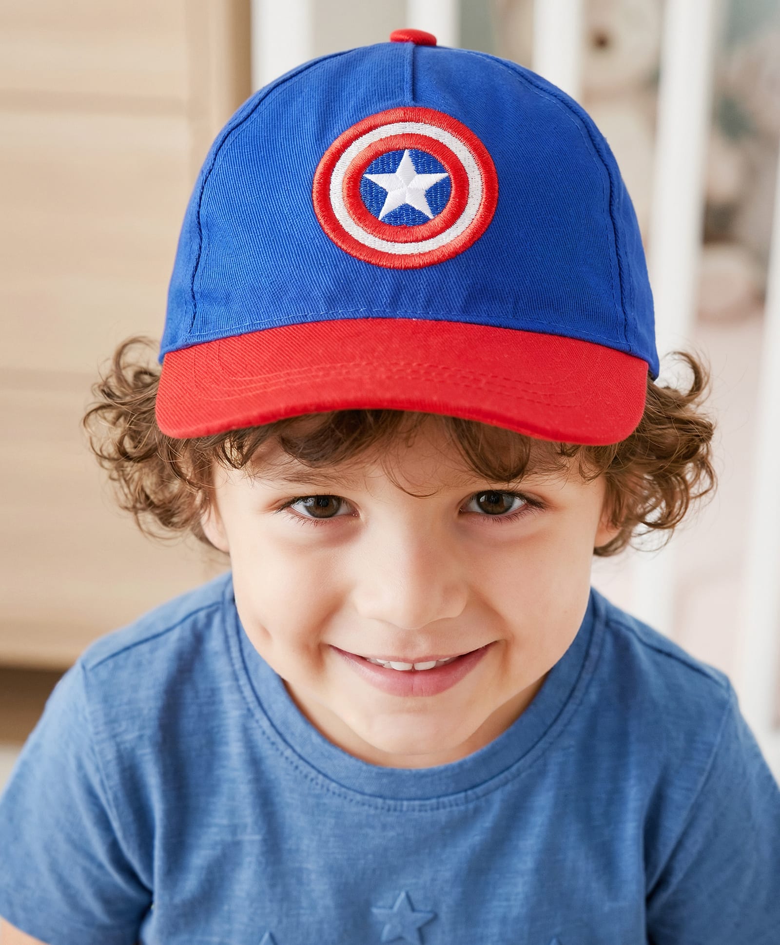 Pine Kids Marvel Cotton Woven Summer Cap with Avengers Graphics Blue & Red- Diameter 54 cm-picture-22